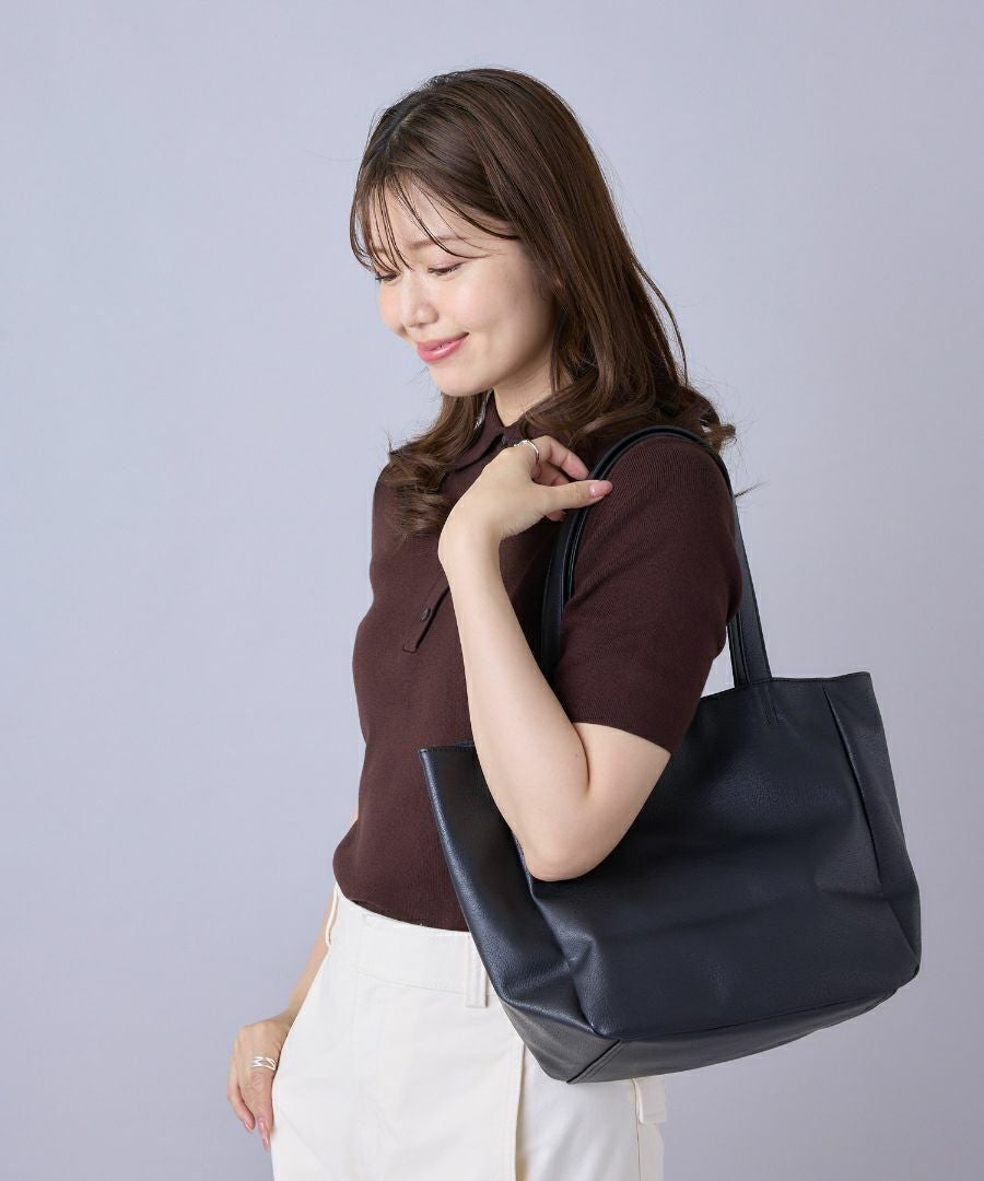 Legato Largo トートバッグ 多収納 A5 スモーキーシボフェイクレザー LU-H0905