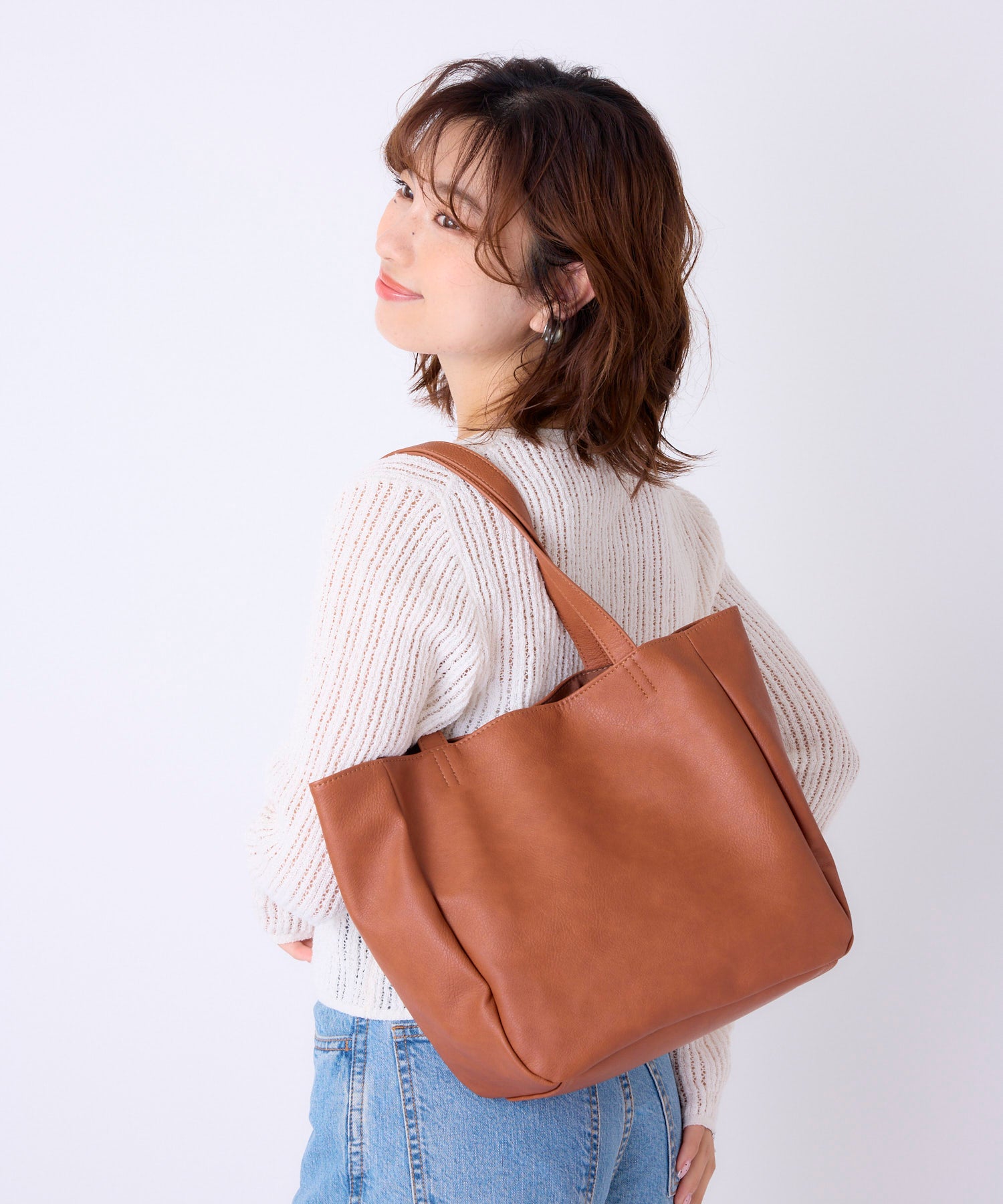 商品詳細 - ミニトートバッグ/スモーキーシボフェイクレザー