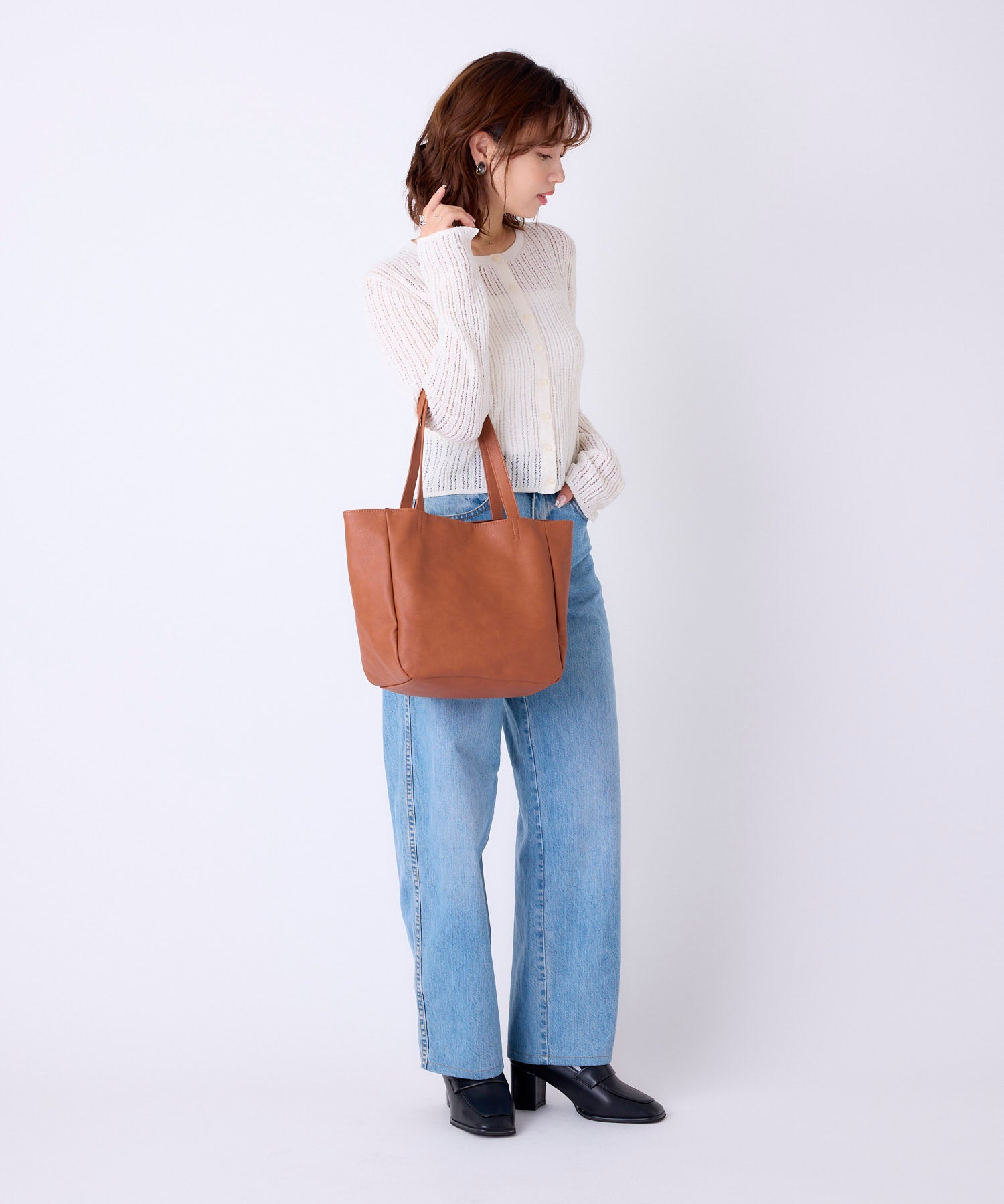 Legato Largo トートバッグ 多収納 A5 スモーキーシボフェイクレザー LU-H0905