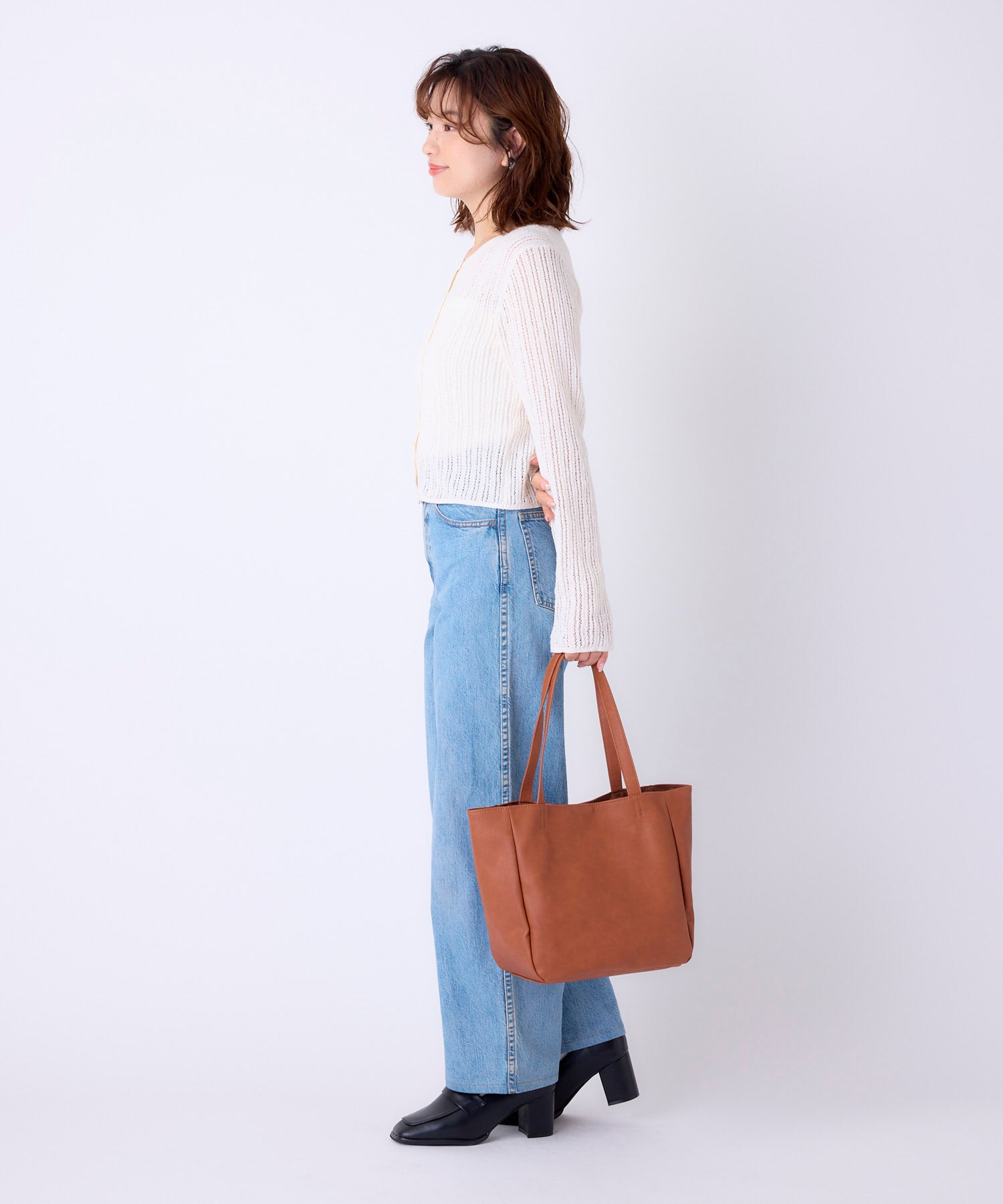 Legato Largo トートバッグ 多収納 A5 スモーキーシボフェイクレザー LU-H0905
