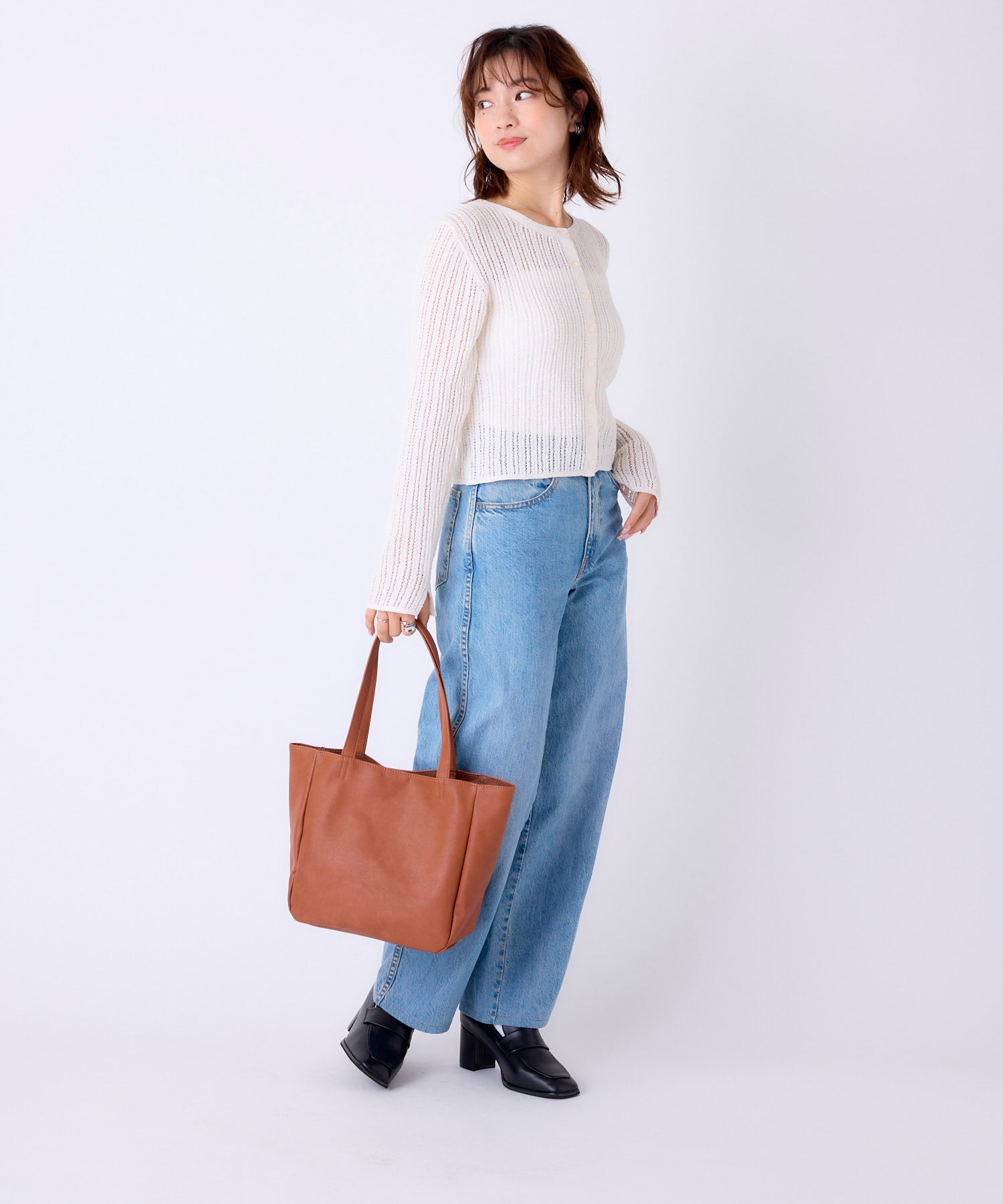 商品詳細 - ミニトートバッグ/スモーキーシボフェイクレザー