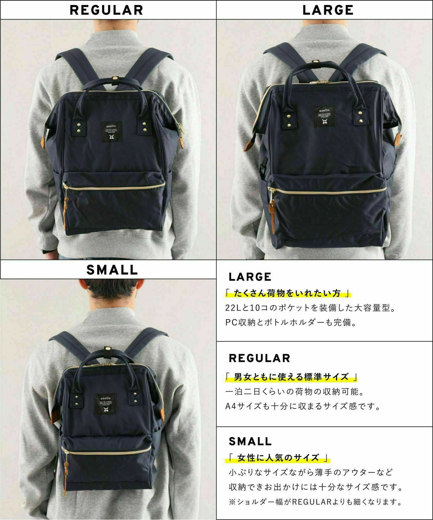 anello リュック バックパック 口金 撥水 多収納 PC収納 ﾘﾌﾟﾘｰﾌﾞ A4 CROSS BOTTLE ATB2521R