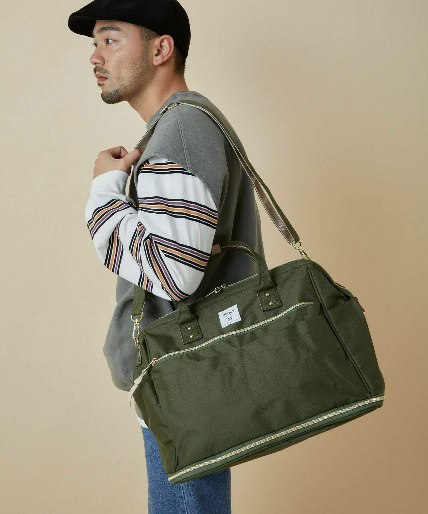 anello ボストンバッグ 口金 撥水 多収納 2WAY ﾘﾌﾟﾘｰﾌﾞ 拡張 A4 CROSS BOTTLE ATC3333R