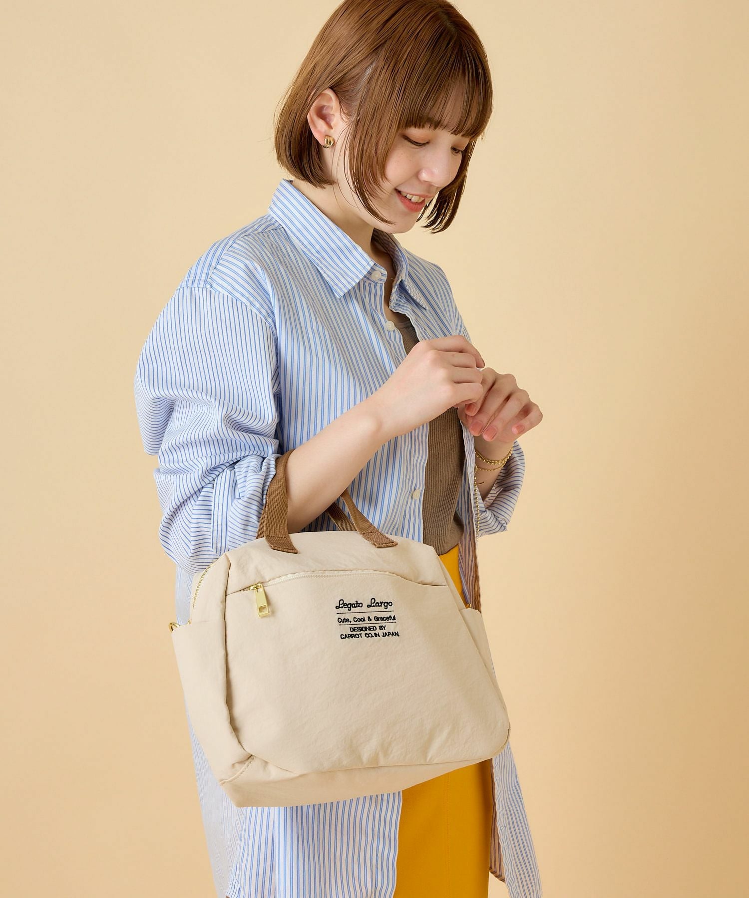 Legato Largo ボストンバッグ 洗濯可能 2WAY 多収納 A5 洗えるかばん LT-E1333