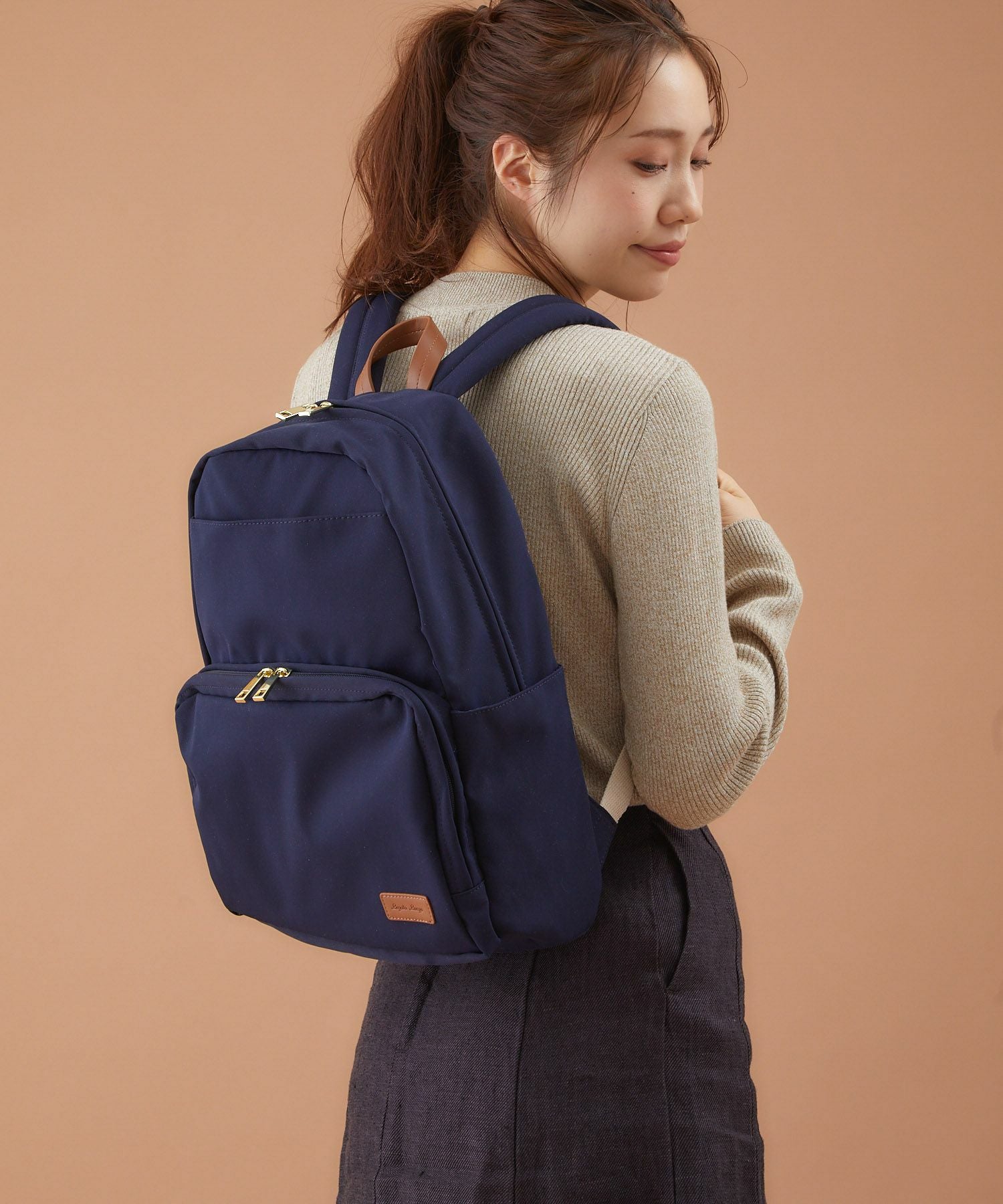 Legato Largo リュック バックパック 撥水 多収納 A4 撥水加工コットン調ポリ LT-G1094