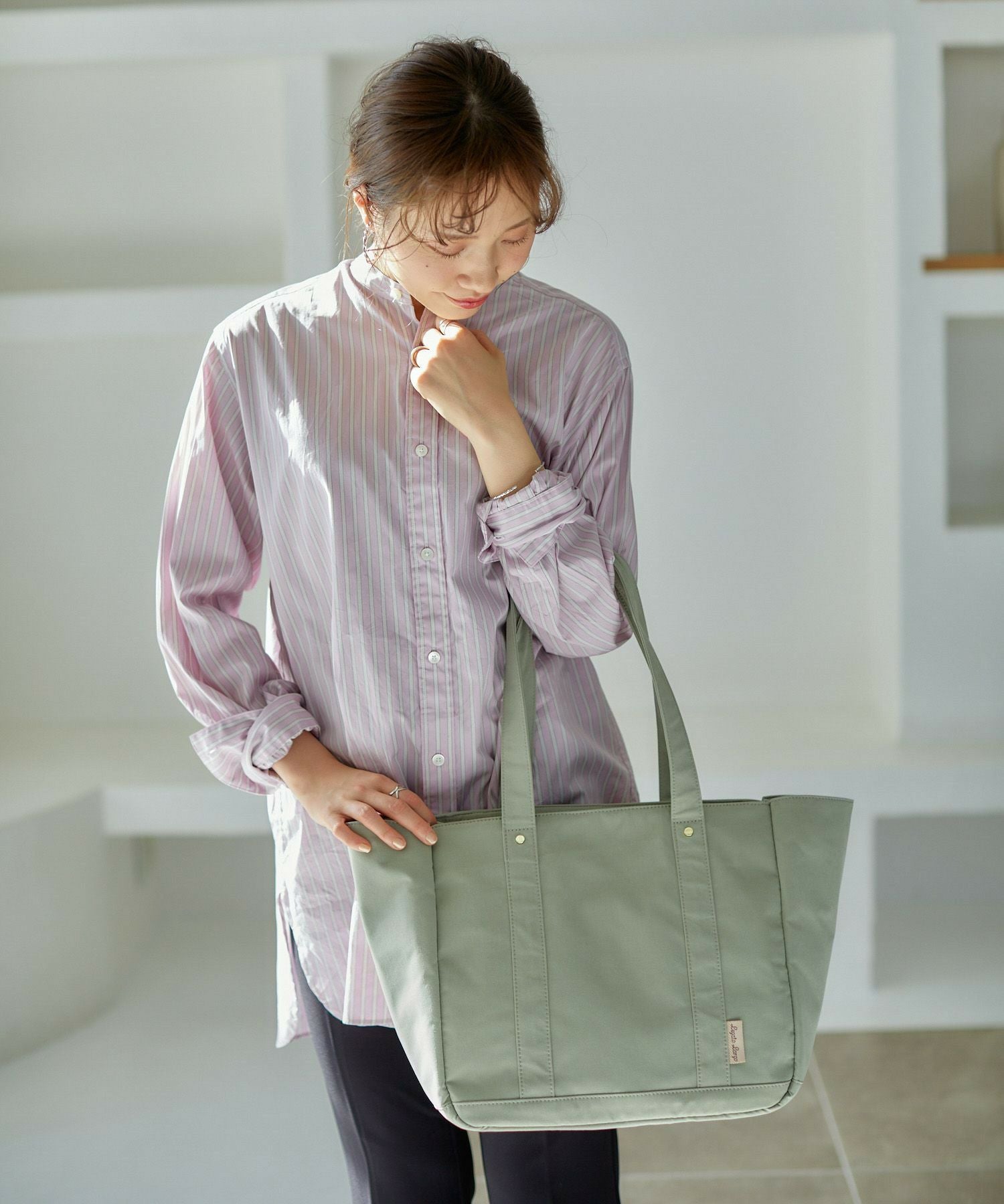 Legato Largo トートバッグ 撥水 時短 多収納 A4 撥水加工コットン調ポリ LT-F2052