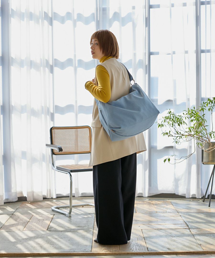 Legato Largo ショルダーバッグ  A4 ハンモックバッグ　リネン調ポリ LG-F3114