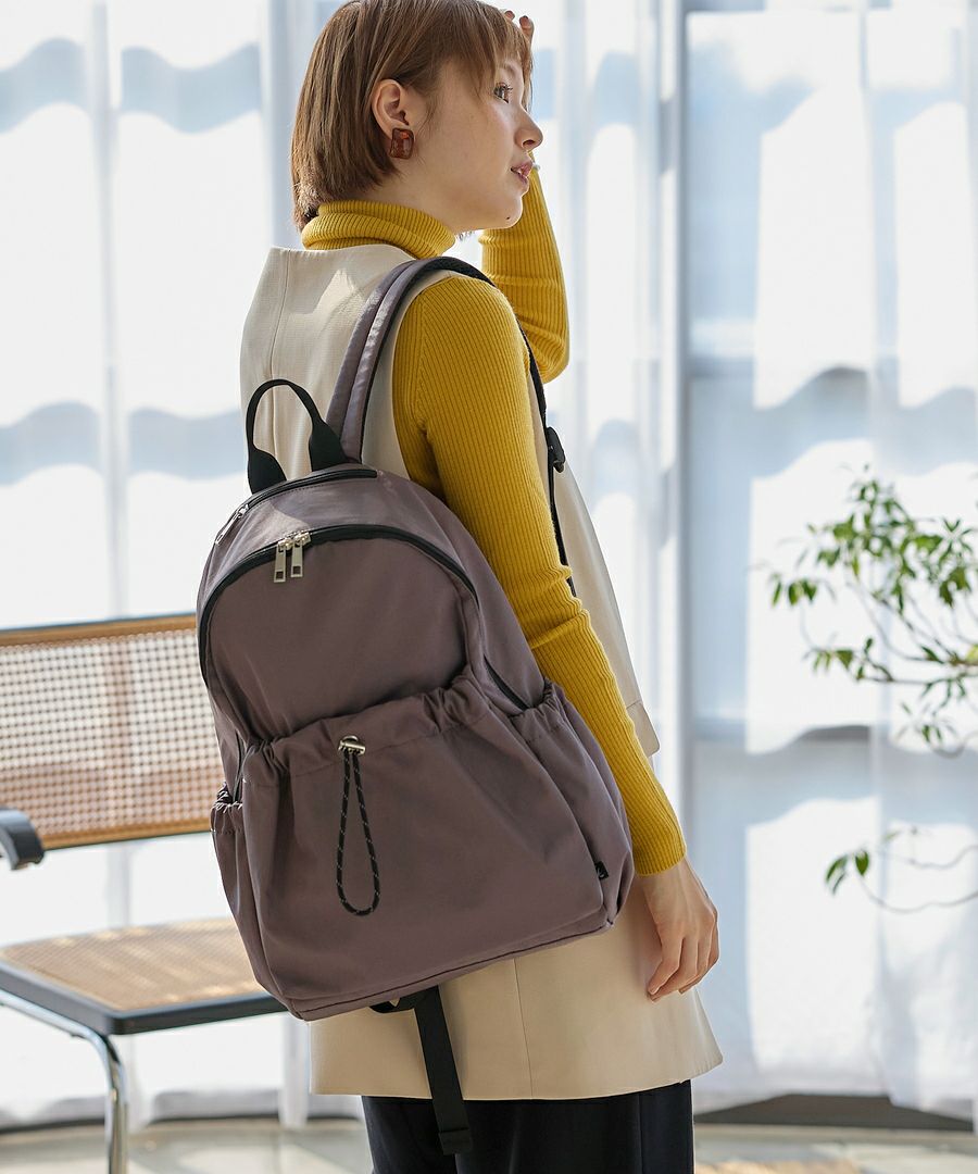 Legato Largo リュック バックパック 撥水 10ﾎﾟｹ 多収納 A4 ドロストバッグ LI-E1624