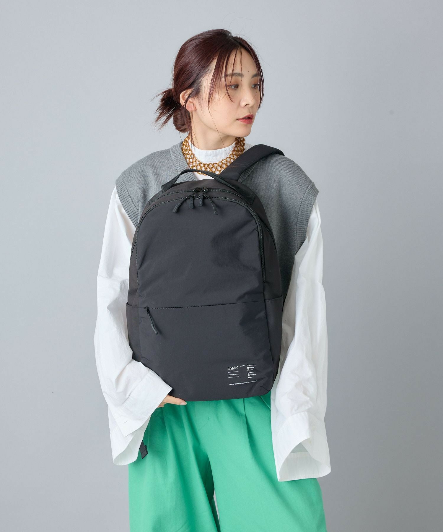 anello リュック バックパック 両面撥水 軽量 PC収納 10ポケット キャリーオン A4 GUIDE ATH3563