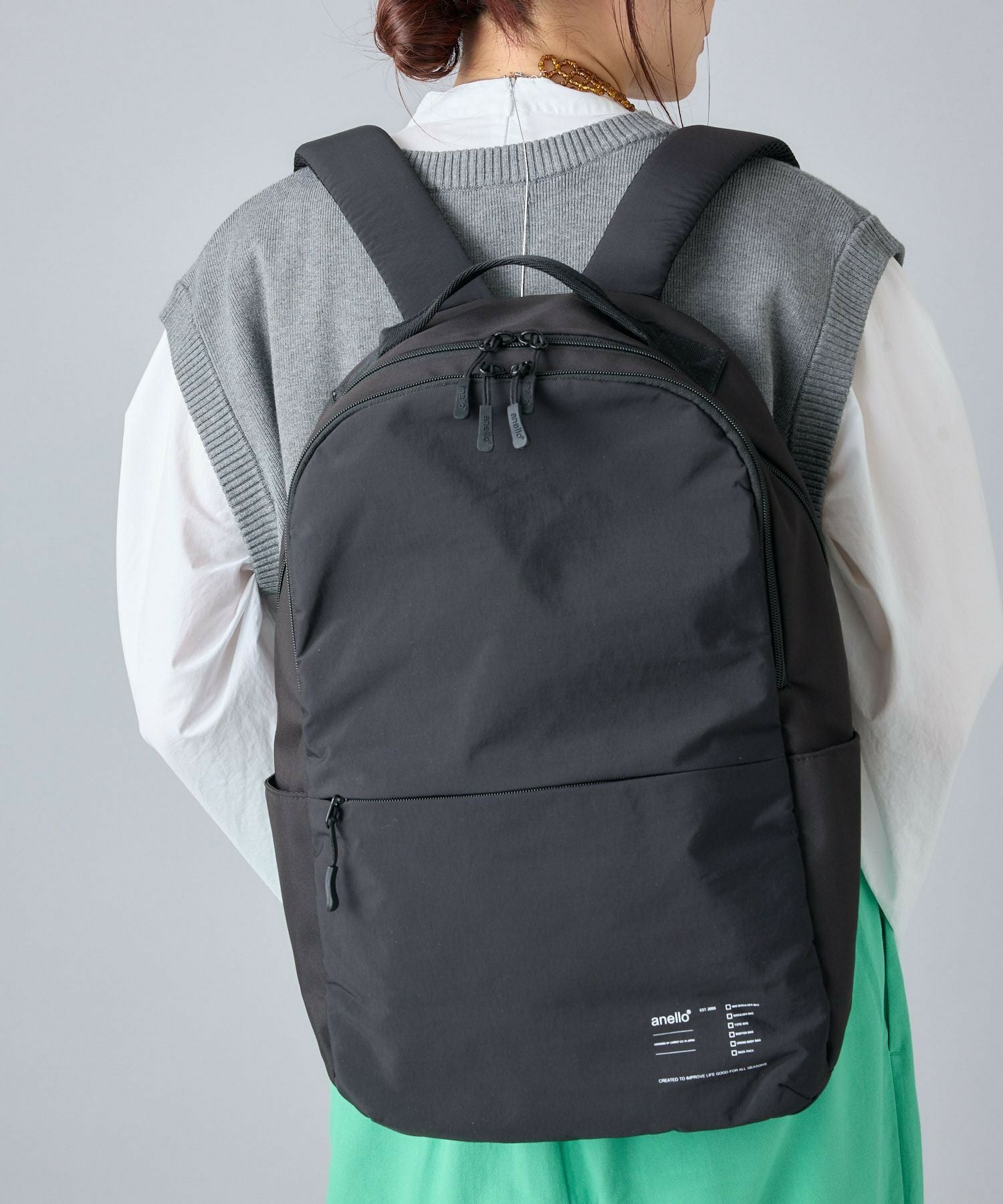 anello リュック バックパック 両面撥水 軽量 PC収納 10ポケット キャリーオン A4 GUIDE ATH3563