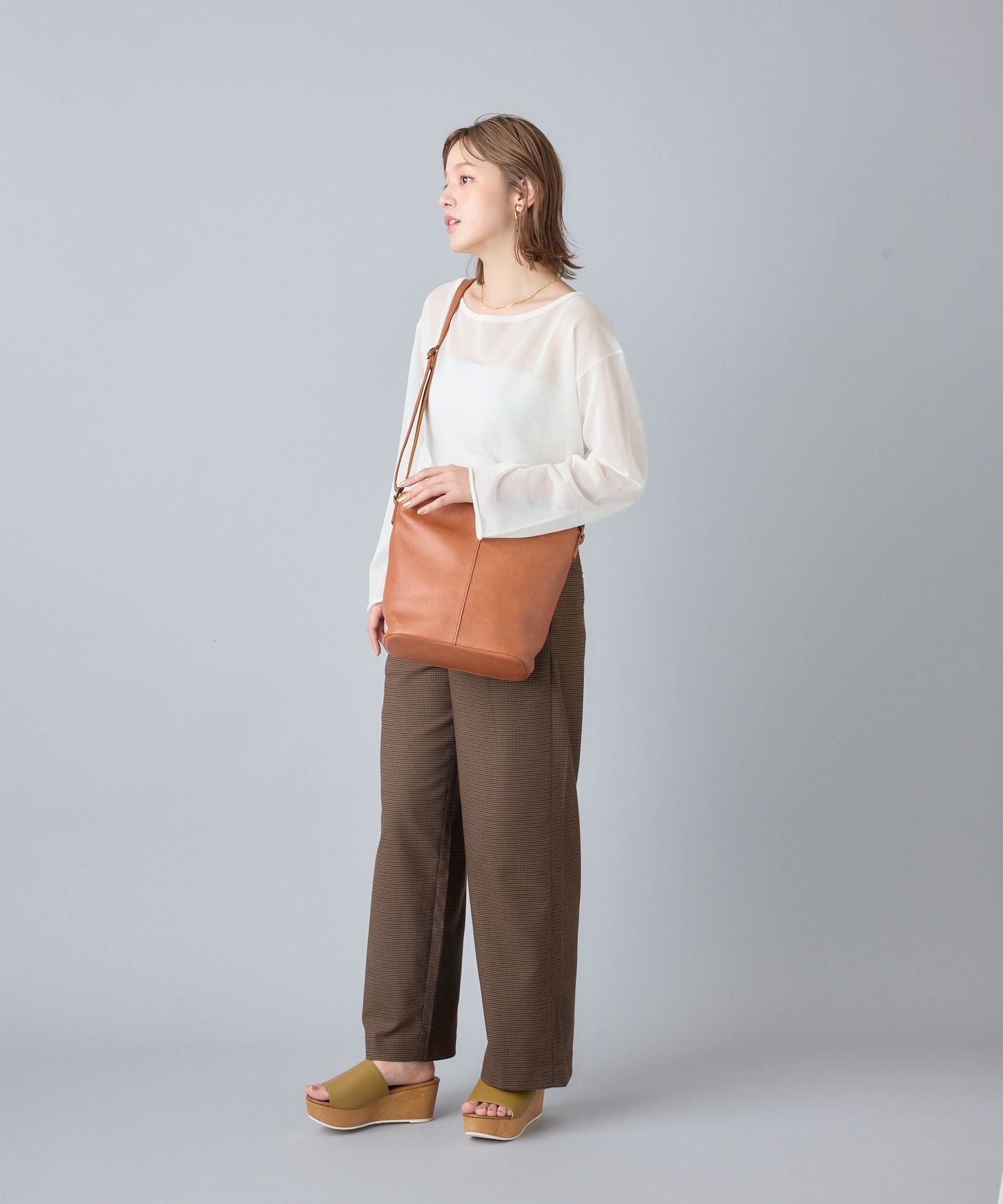 ショルダーバッグ/スモーキーシボフェイクレザー | ショルダーバッグ