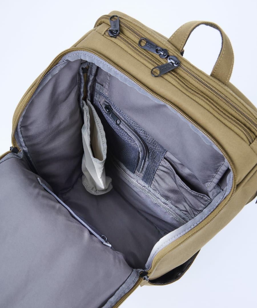 fulcro リュック バックパック 撥水 正面ダブルハンドル 多ポケット メッシュポケット キャリーオン A4 ESSENCE fma-0006