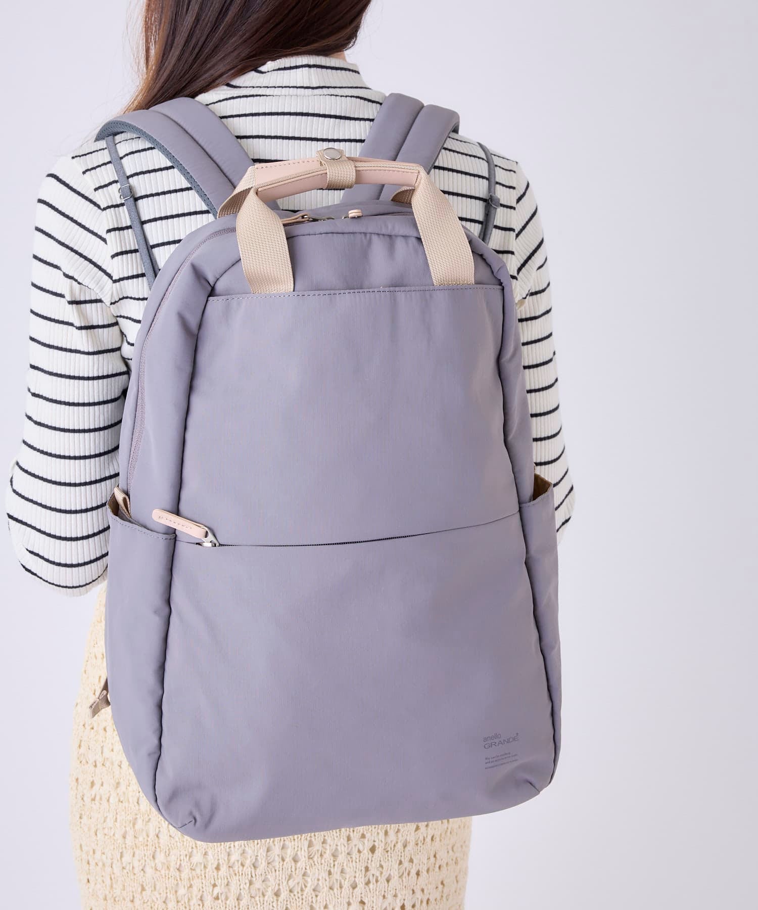 anello GRANDE リュック バックパック 両面撥水 軽量 10ポケット 21L PC収納 キャリーオン セキュリティポ A4 SABLE GTM0971