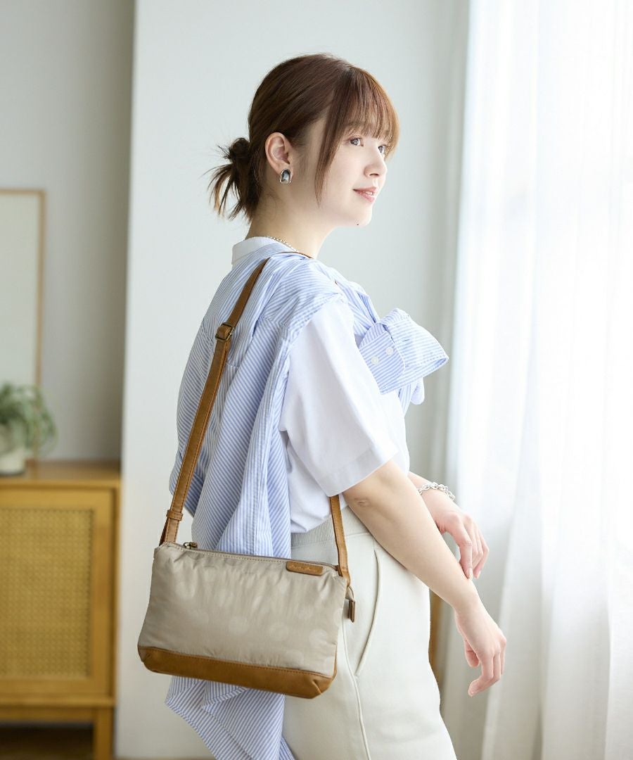 Legato Largo ショルダーバッグ ドット 撥水 多機能ショルダー コンパクト 軽量 0 撥水ドットナイロン LG-F3471