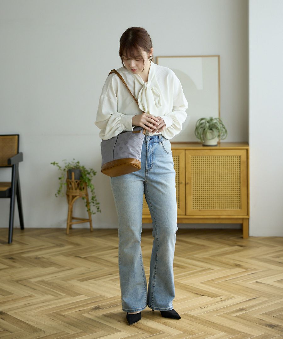 Legato Largo ショルダーバッグ ドット 撥水 バケツ型ショルダー 軽量 A5 撥水ドットナイロン LG-F3472