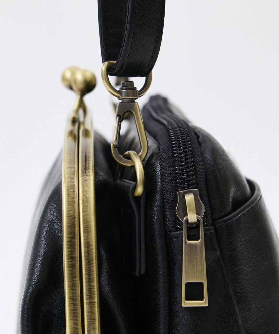 Legato Largo ショルダーバッグ お財布機能付き ヴィンテージ 自立 本革風生地 がま口 mini ナチュラルヴィンテージ LG-V0424