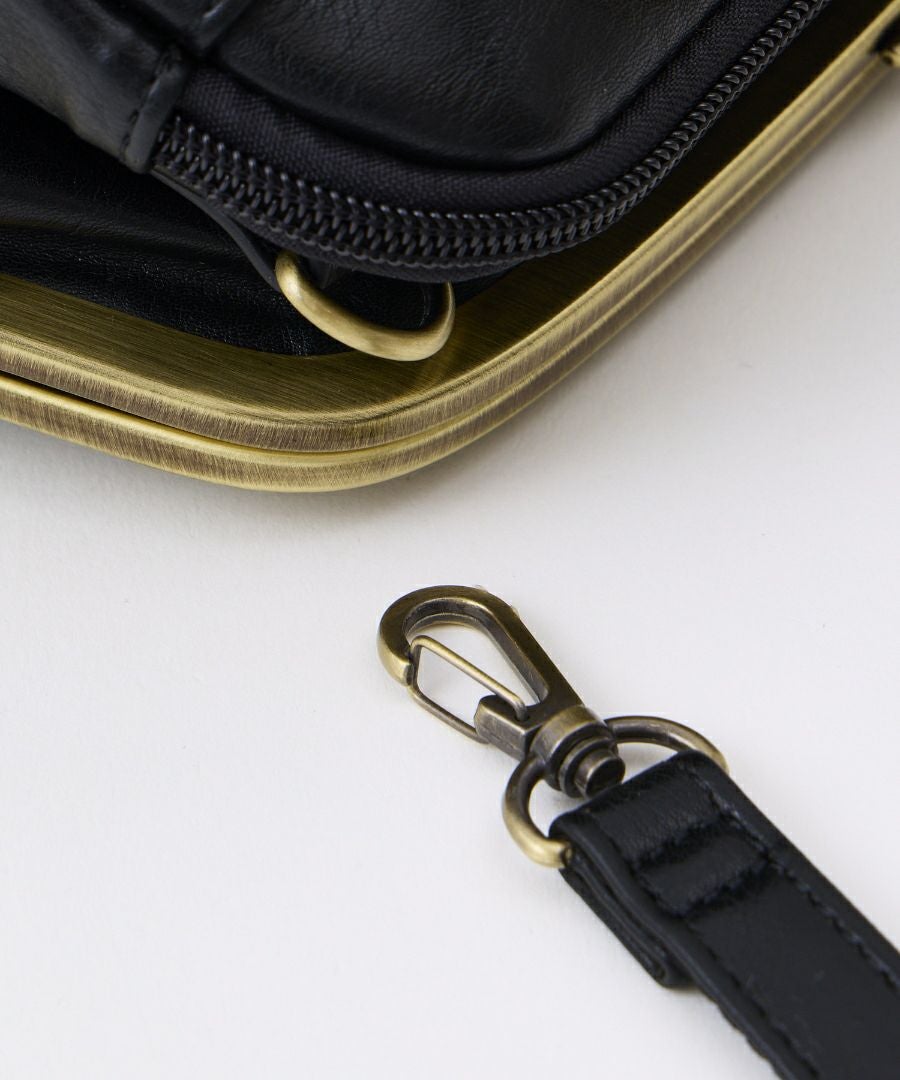 Legato Largo ショルダーバッグ お財布機能付き ヴィンテージ 自立 本革風生地 がま口 mini ナチュラルヴィンテージ LG-V0424