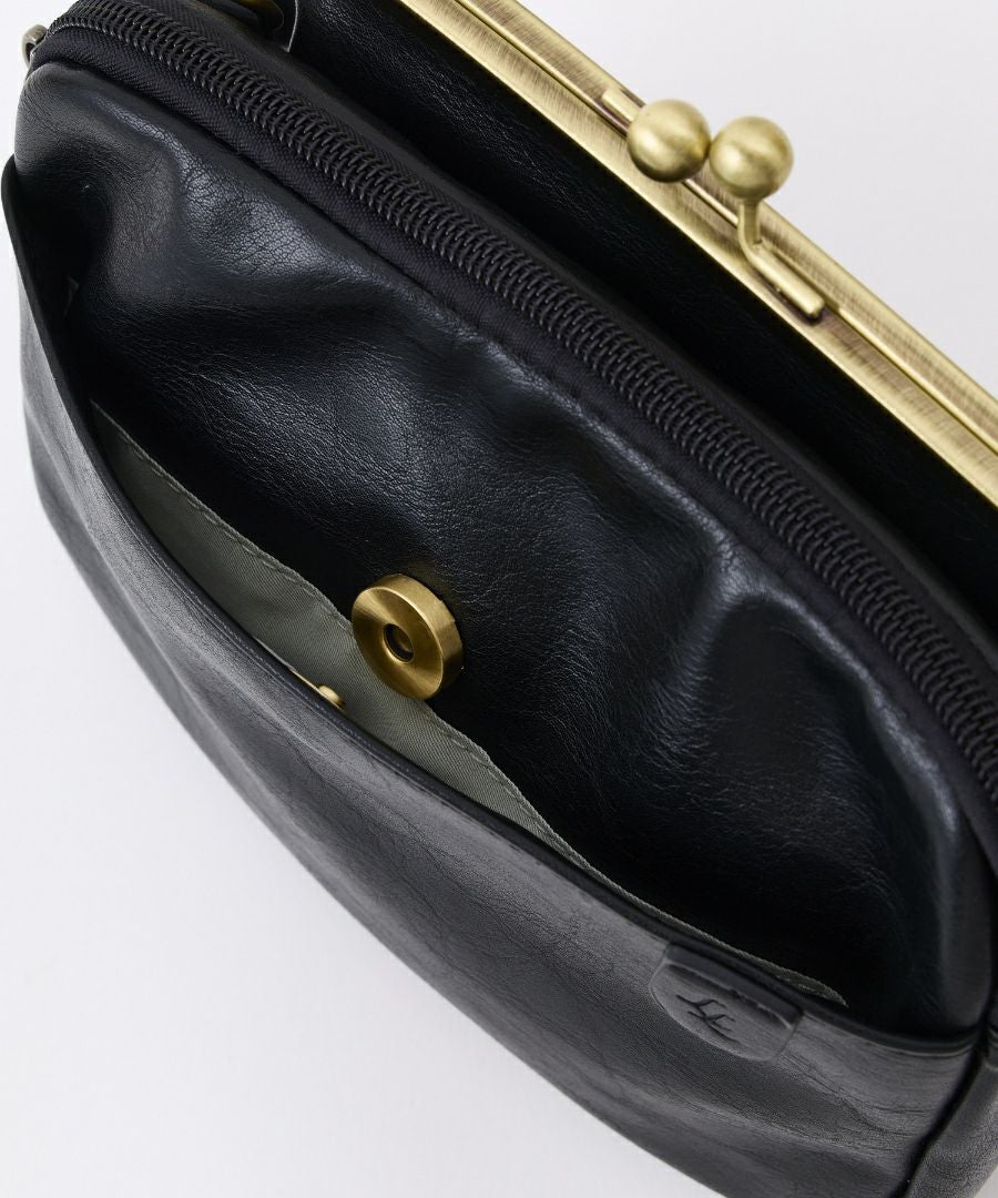 Legato Largo ショルダーバッグ お財布機能付き ヴィンテージ 自立 本革風生地 がま口 mini ナチュラルヴィンテージ LG-V0424