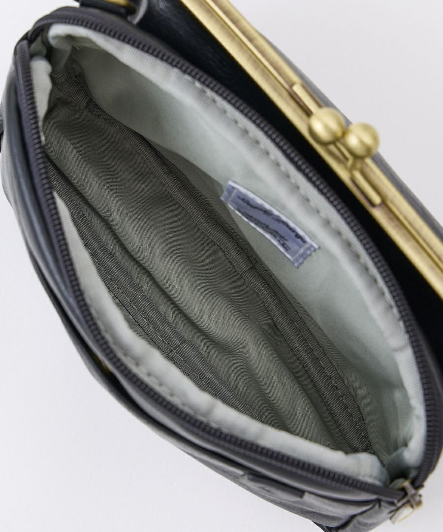 Legato Largo ショルダーバッグ お財布機能付き ヴィンテージ 自立 本革風生地 がま口 mini ナチュラルヴィンテージ LG-V0424