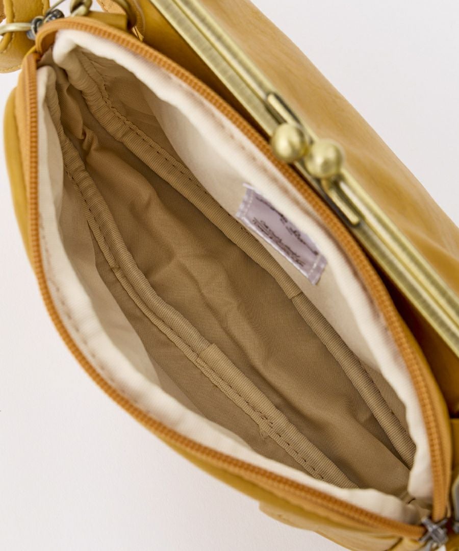 Legato Largo ショルダーバッグ お財布機能付き ヴィンテージ 自立 本革風生地 がま口 mini ナチュラルヴィンテージ LG-V0424