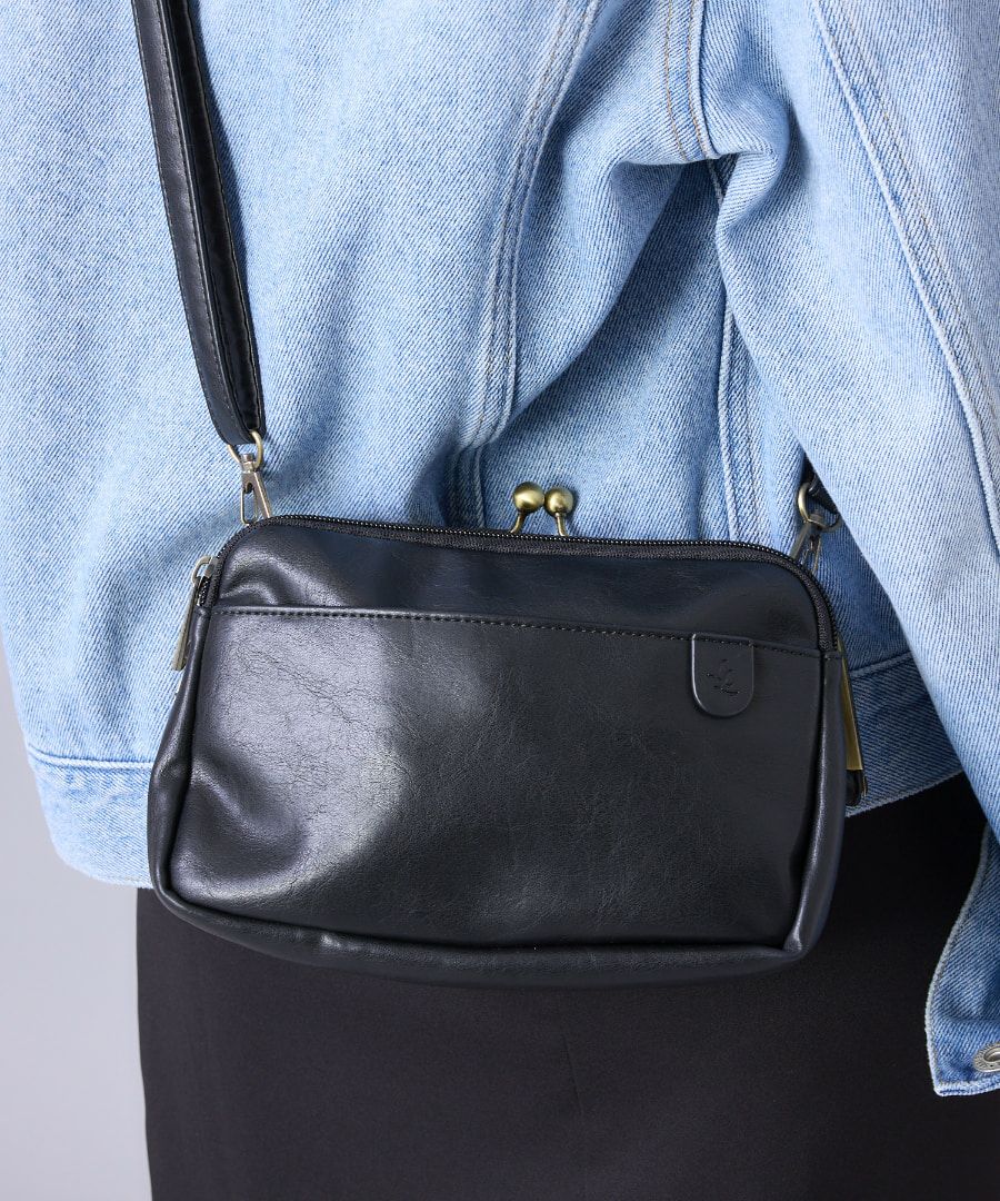 Legato Largo ショルダーバッグ お財布機能付き ヴィンテージ 自立 本革風生地 がま口 mini ナチュラルヴィンテージ LG-V0424