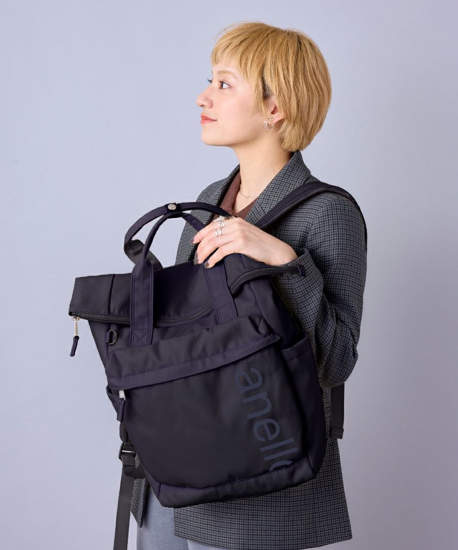 anello リュック バックパック 両面撥水 ラバープリント パディング Dカン PC収納 キャリーオン A4 ALF AIY0134