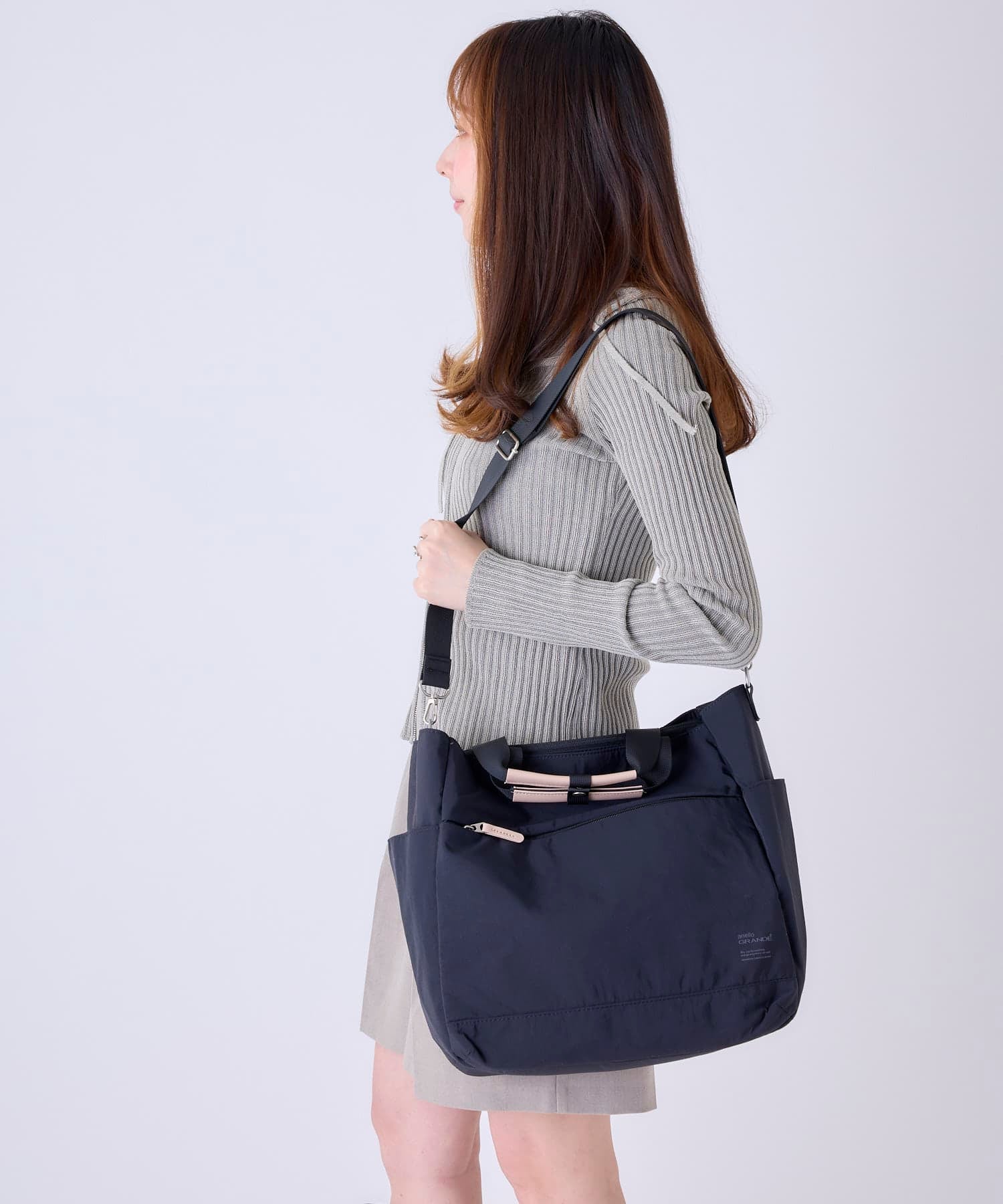 anello GRANDE トートバッグ 両面撥水 軽量 10ポケット 2WAY A4 A4 SABLE GTM0973