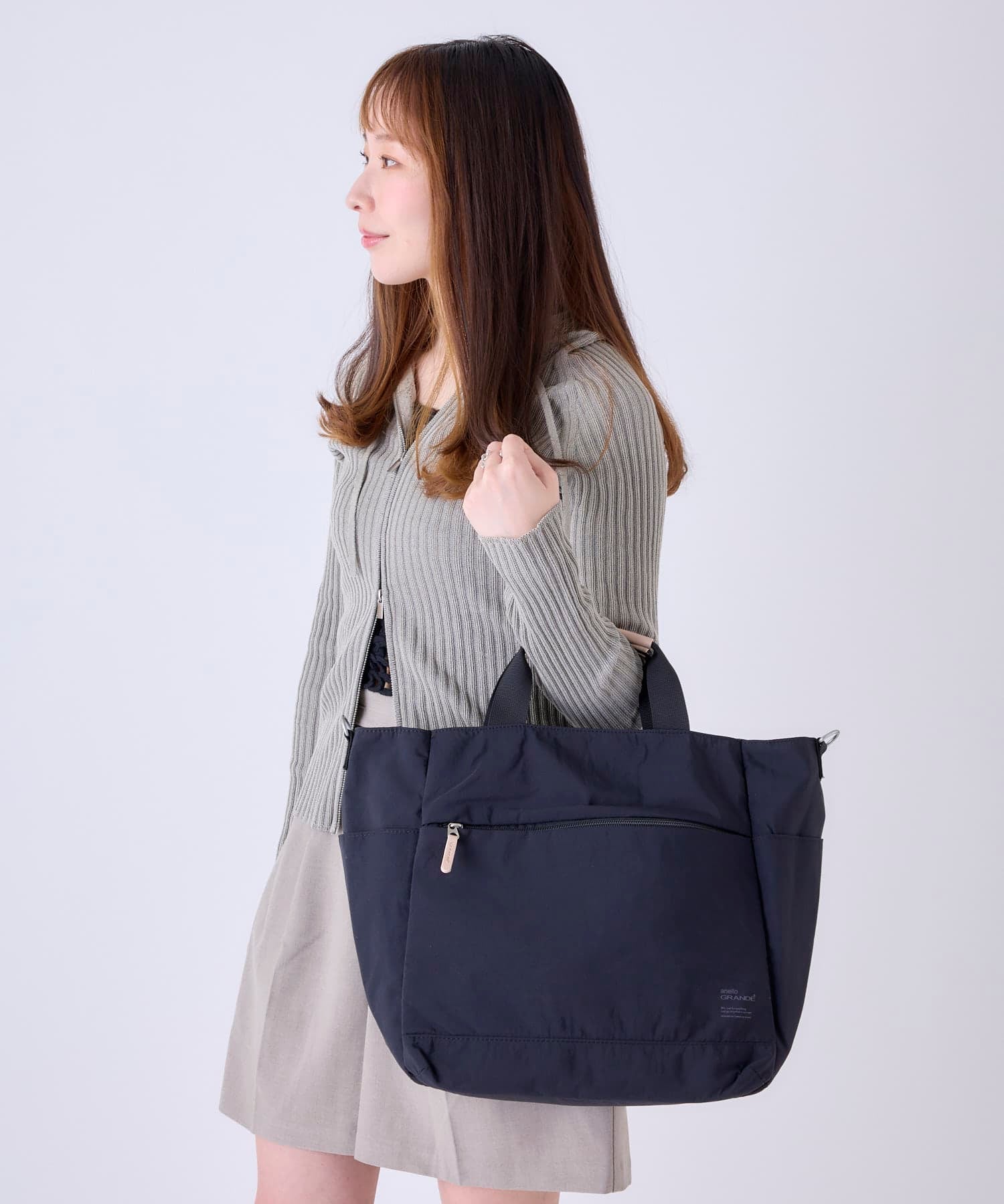 anello GRANDE トートバッグ 両面撥水 軽量 10ポケット 2WAY A4 A4 SABLE GTM0973