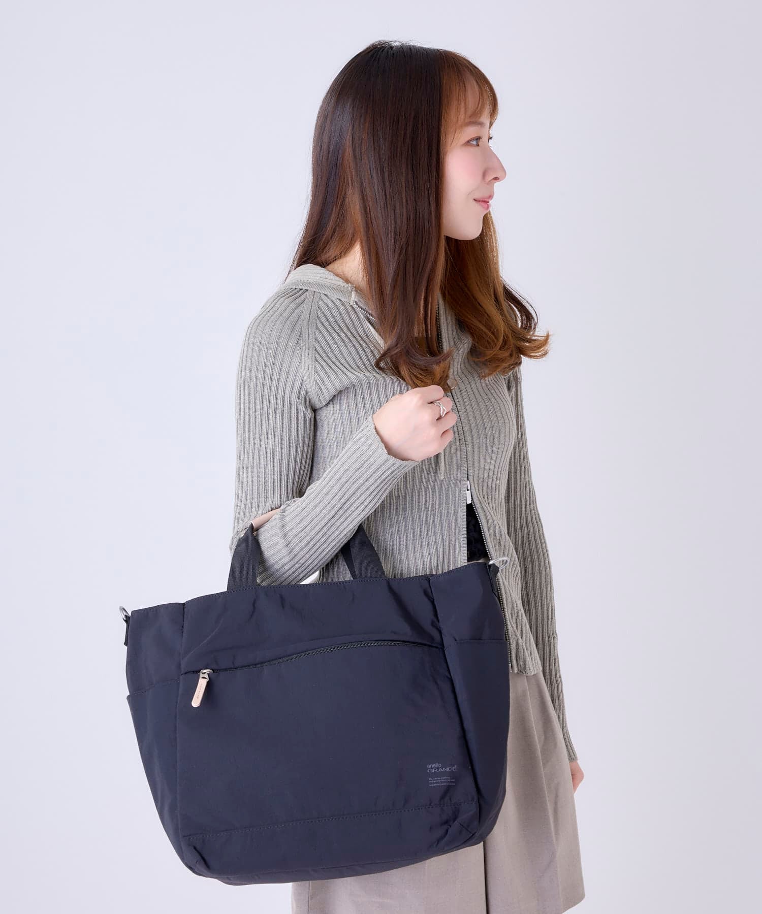 anello GRANDE トートバッグ 両面撥水 軽量 10ポケット 2WAY A4 A4 SABLE GTM0973