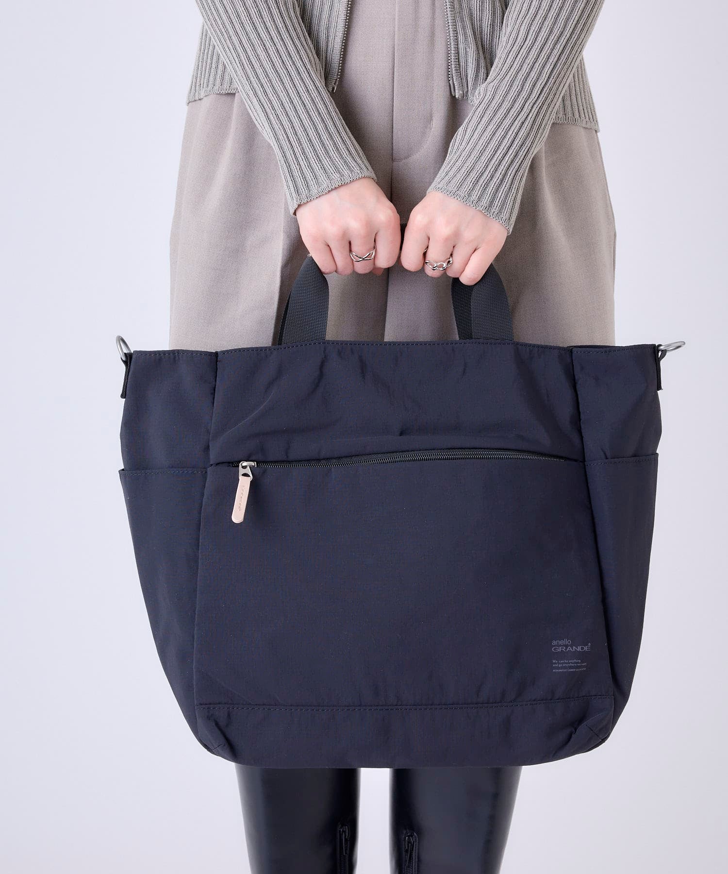 anello GRANDE トートバッグ 両面撥水 軽量 10ポケット 2WAY A4 A4 SABLE GTM0973