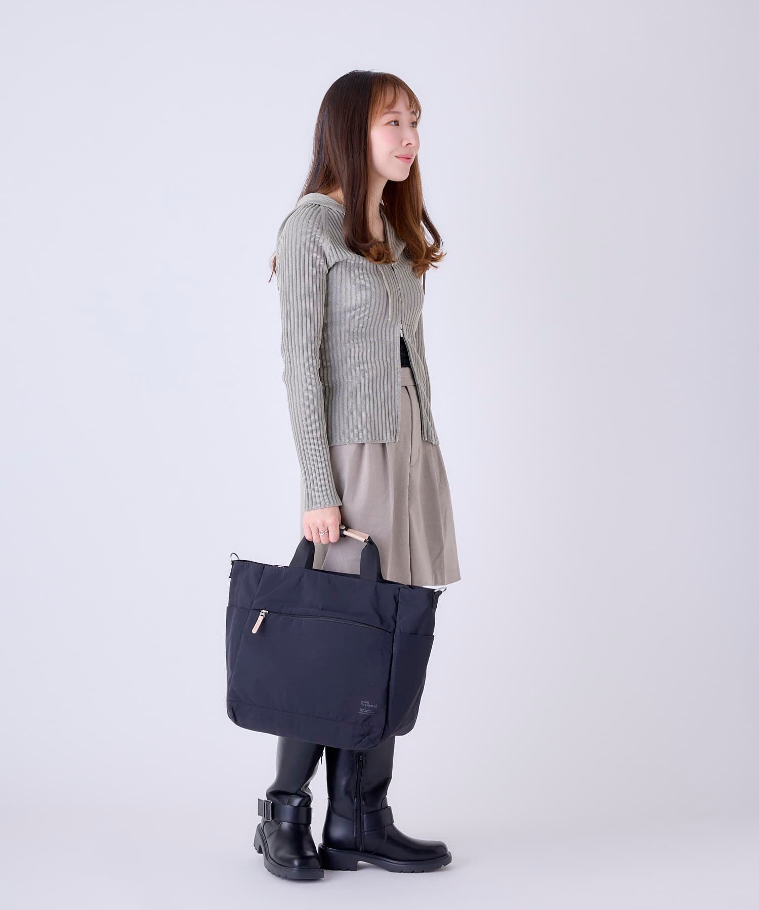 anello GRANDE トートバッグ 両面撥水 軽量 10ポケット 2WAY A4 A4 SABLE GTM0973