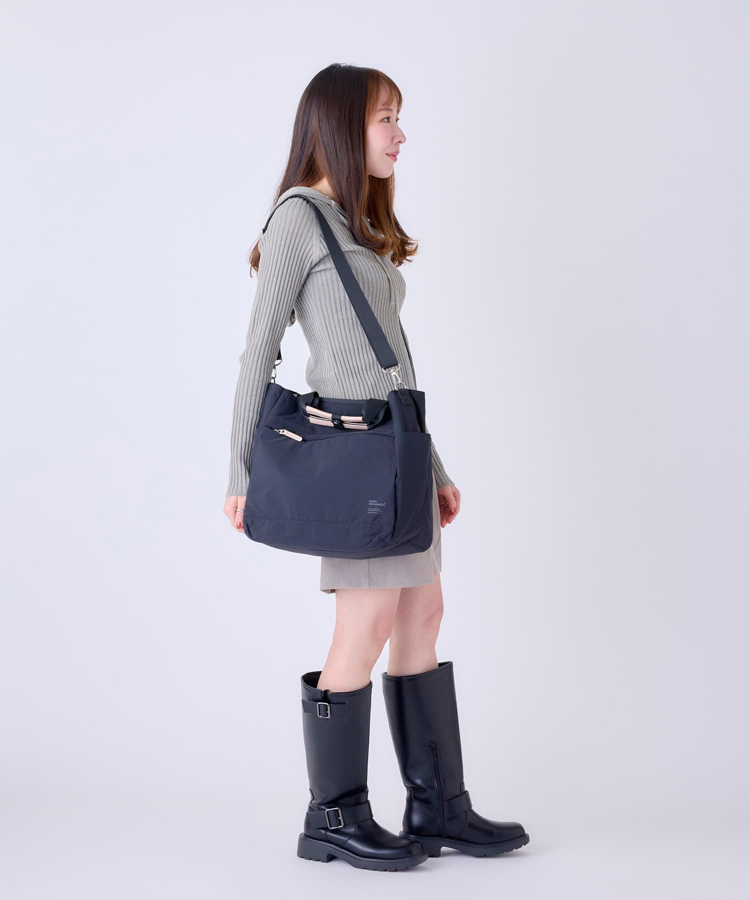 anello GRANDE トートバッグ 両面撥水 軽量 10ポケット 2WAY A4 A4 SABLE GTM0973