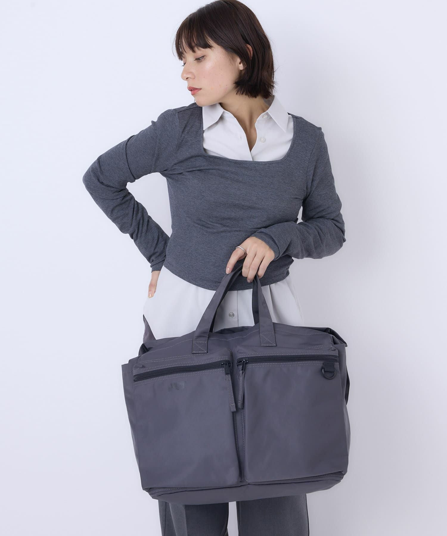 anello FIT LYRA トートバッグ ２WAY A3収納 軽量 両面撥水 AGB5124 グレー