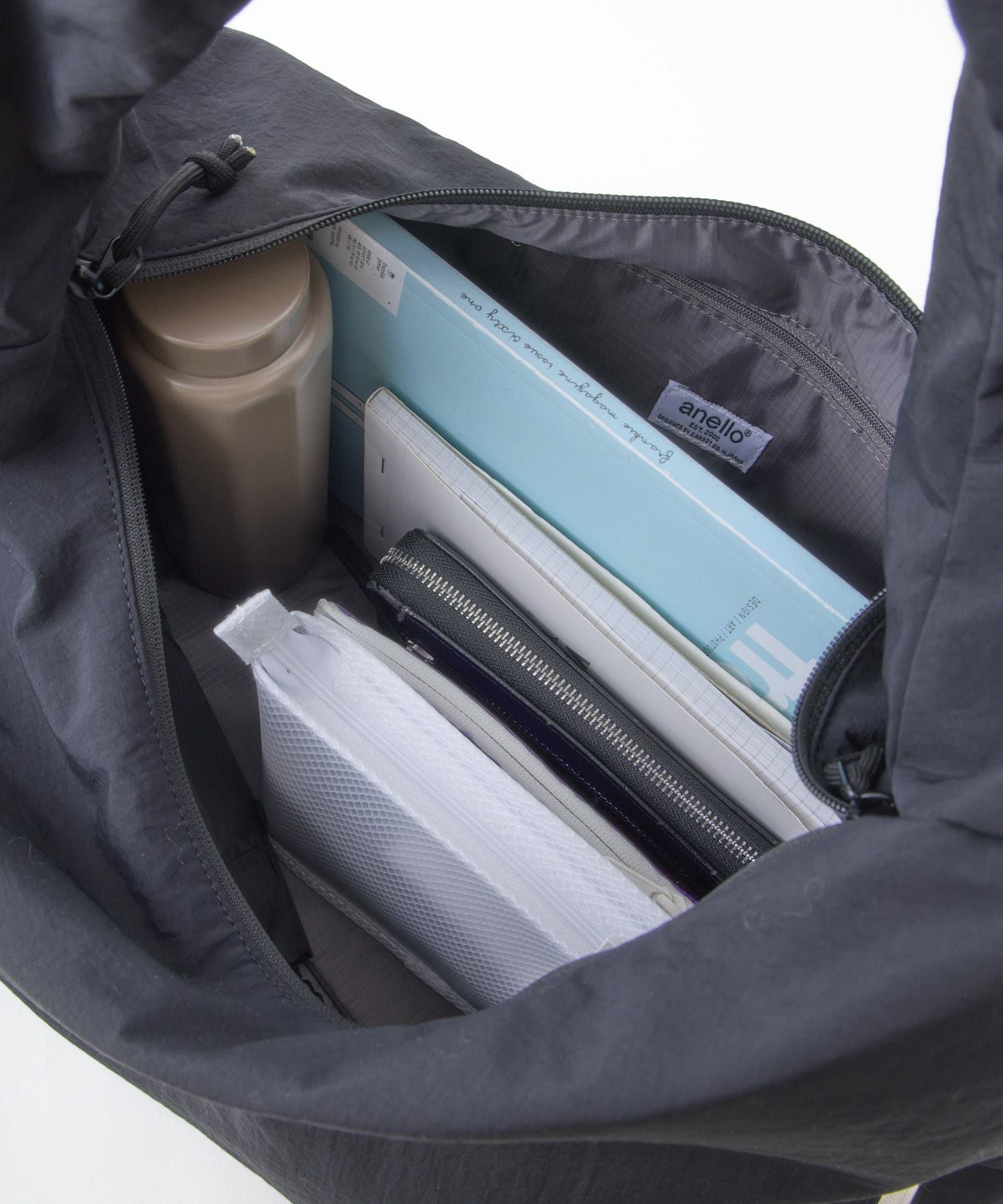 anello MATE トートバッグ A4収納 軽量 両面撥水 AIY0212 ブラック