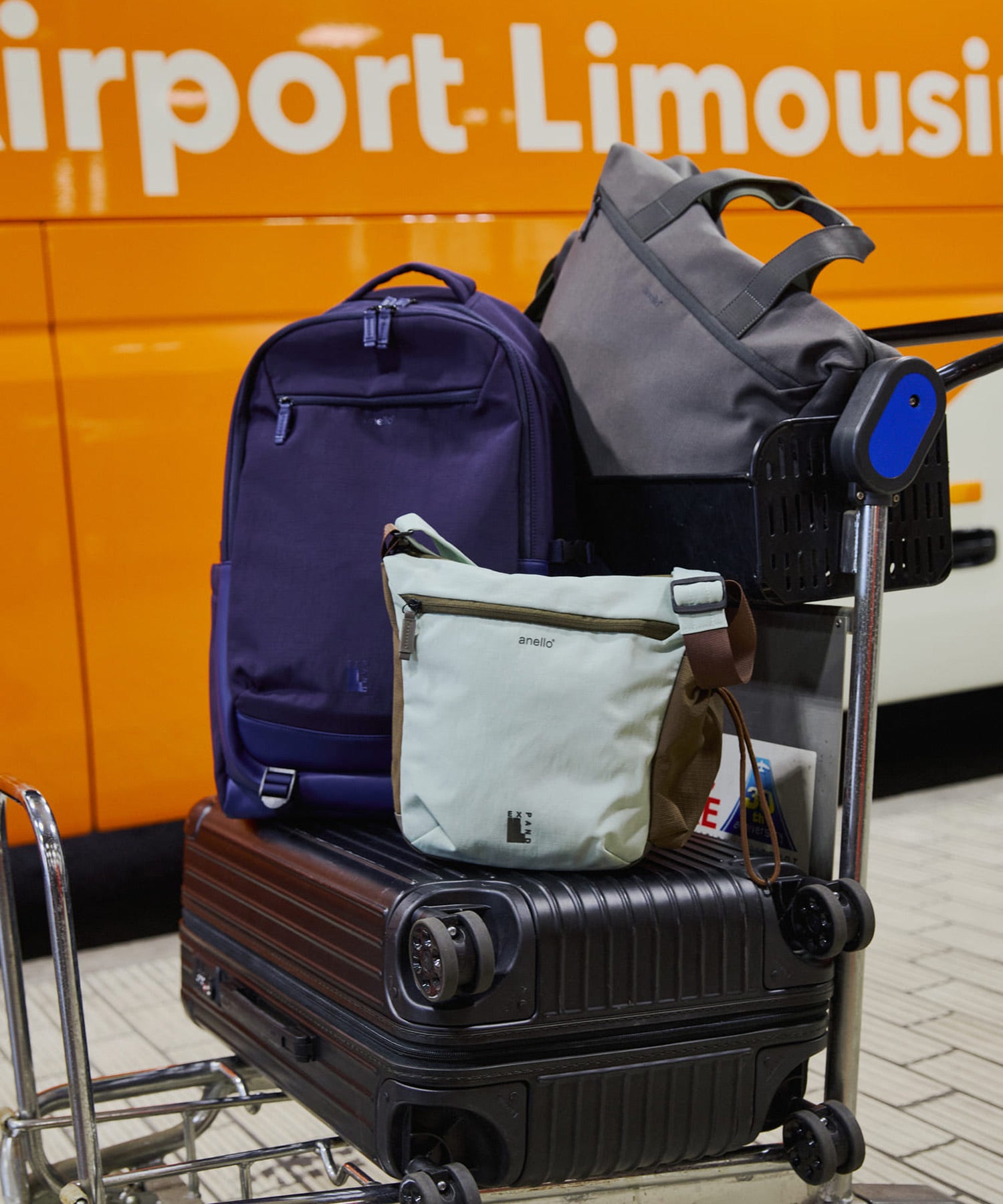 anello ボストンバッグ 両面撥水 キャリーオン JASPER ATB5142 ネイビー