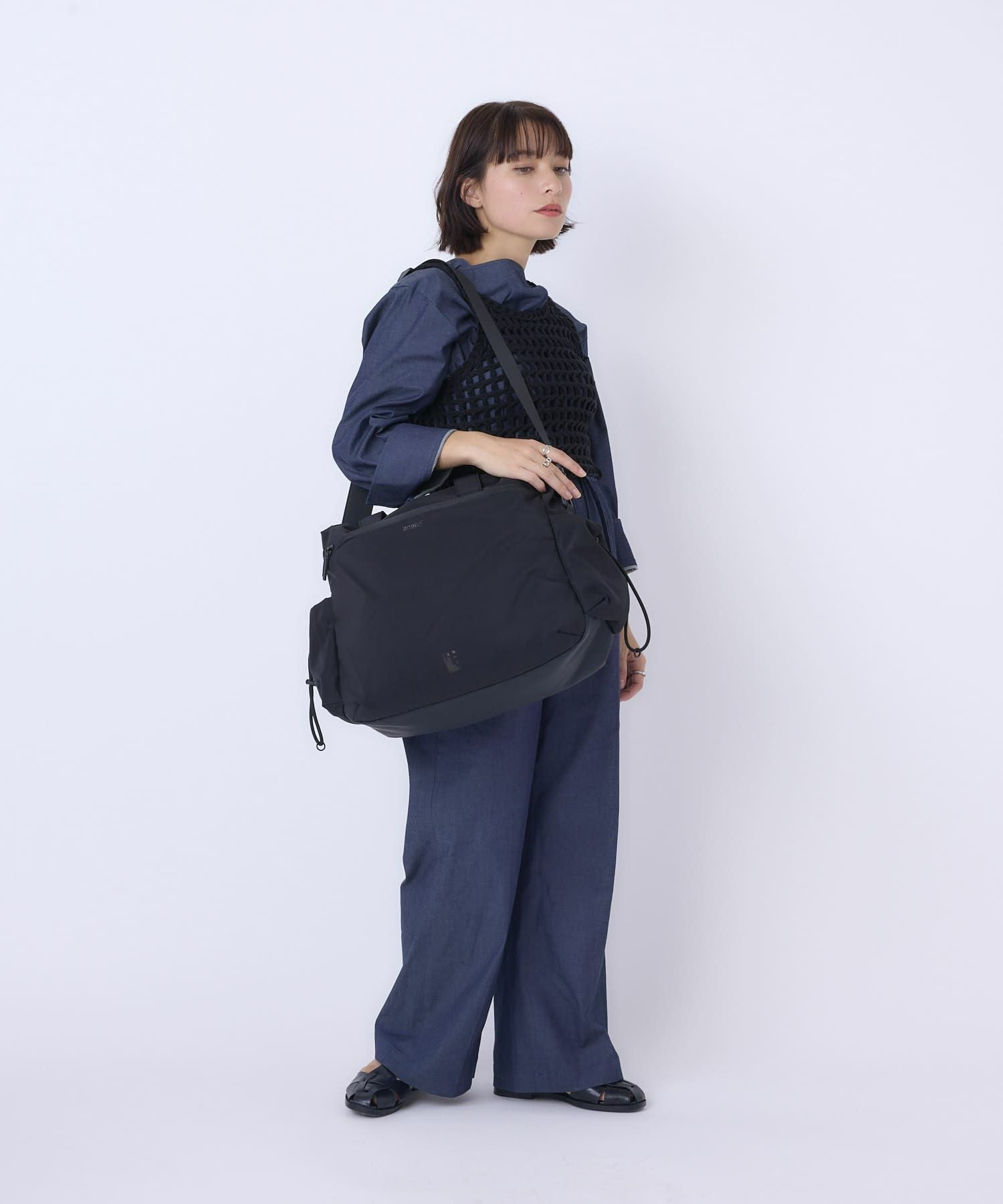 anello ボストンバッグ 両面撥水 キャリーオン JASPER ATB5142 ブラック