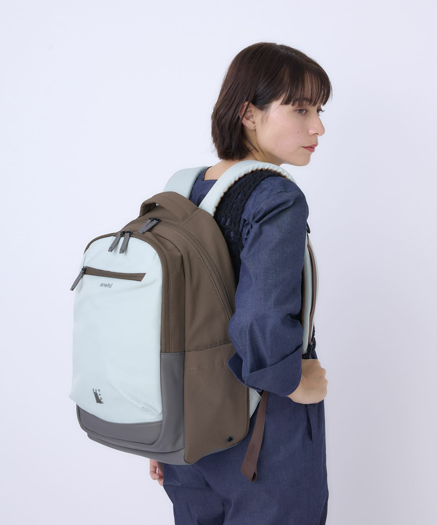 anello リュック バックパック　PC収納 A4収納 両面撥水 キャリーオン JASPERA ATB5144 サックス