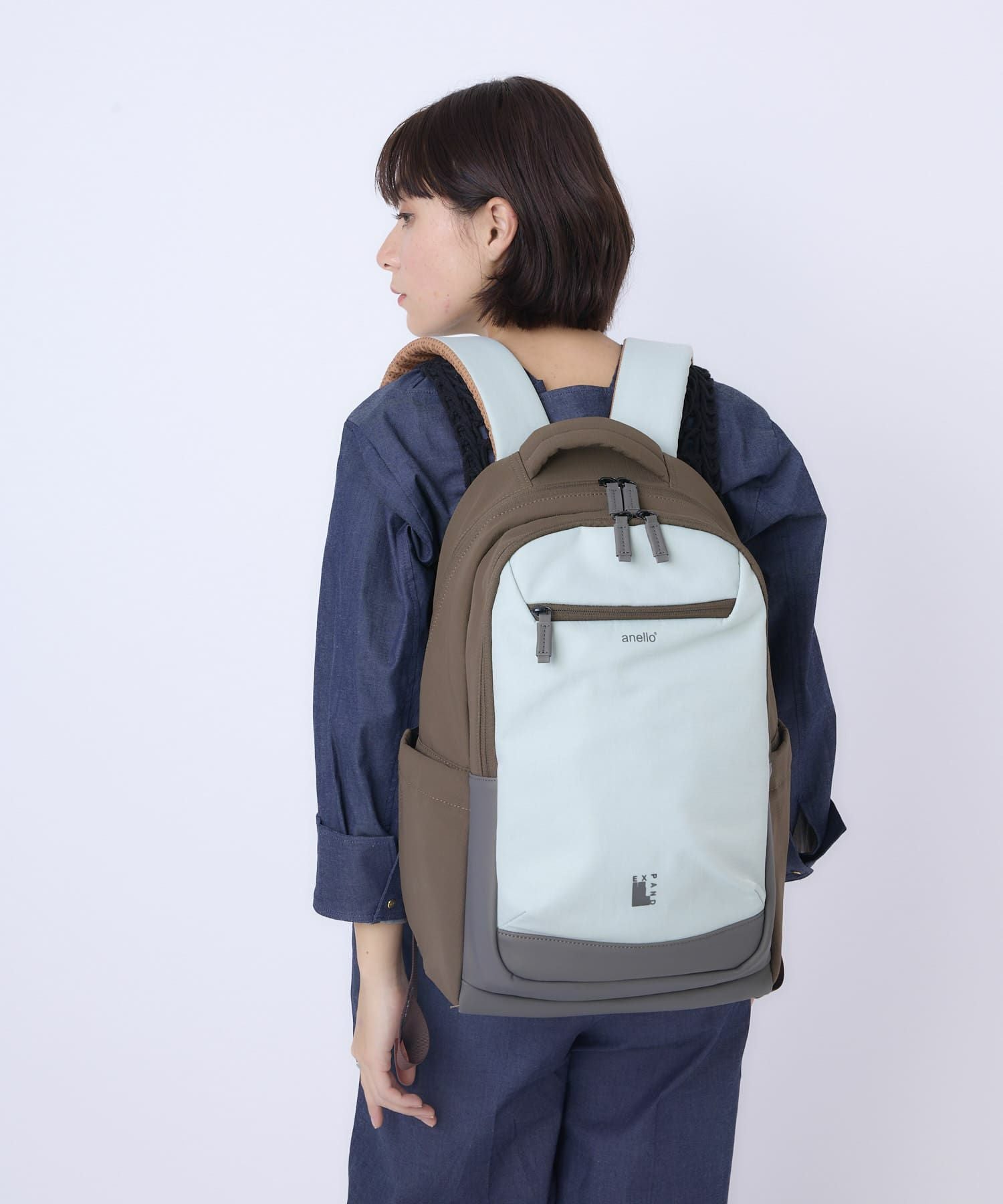 anello リュック バックパック　PC収納 A4収納 両面撥水 キャリーオン JASPERA ATB5144 サックス