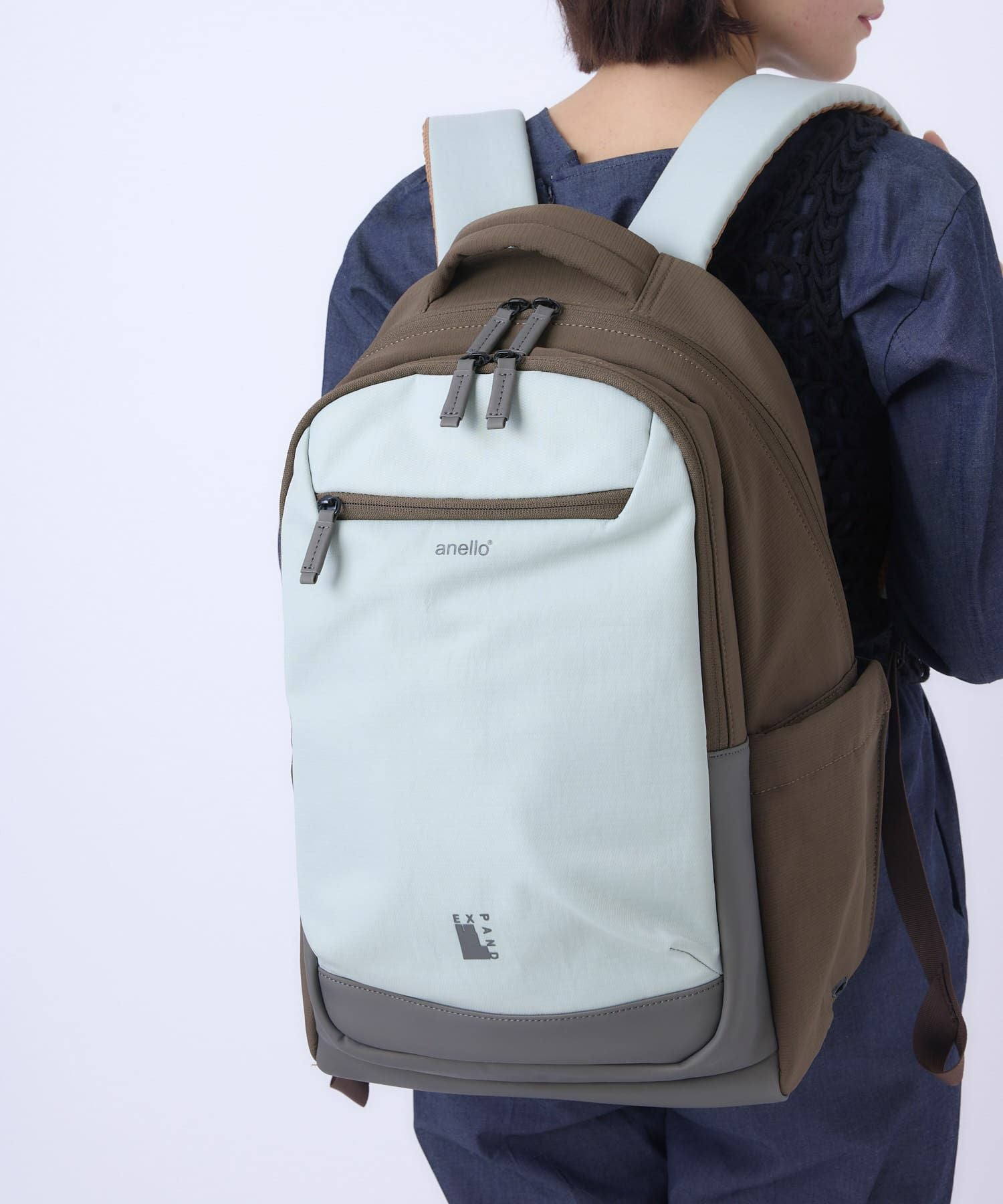 anello リュック バックパック　PC収納 A4収納 両面撥水 キャリーオン JASPERA ATB5144 サックス