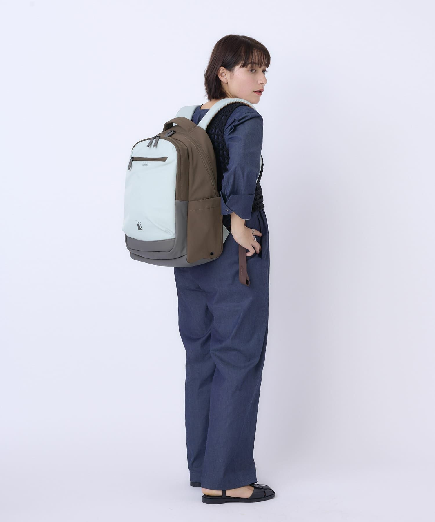 anello リュック バックパック　PC収納 A4収納 両面撥水 キャリーオン JASPERA ATB5144 サックス