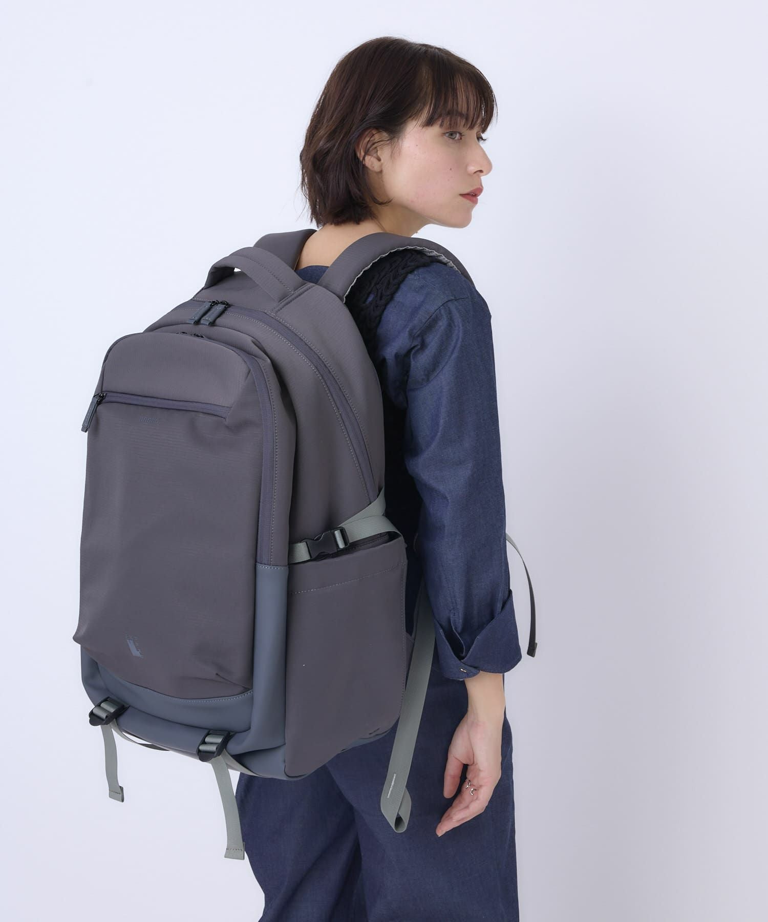 anello リュック バックパック PC収納 A4収納 両面撥水 キャリーオン JASPERA ATB5146 グレー