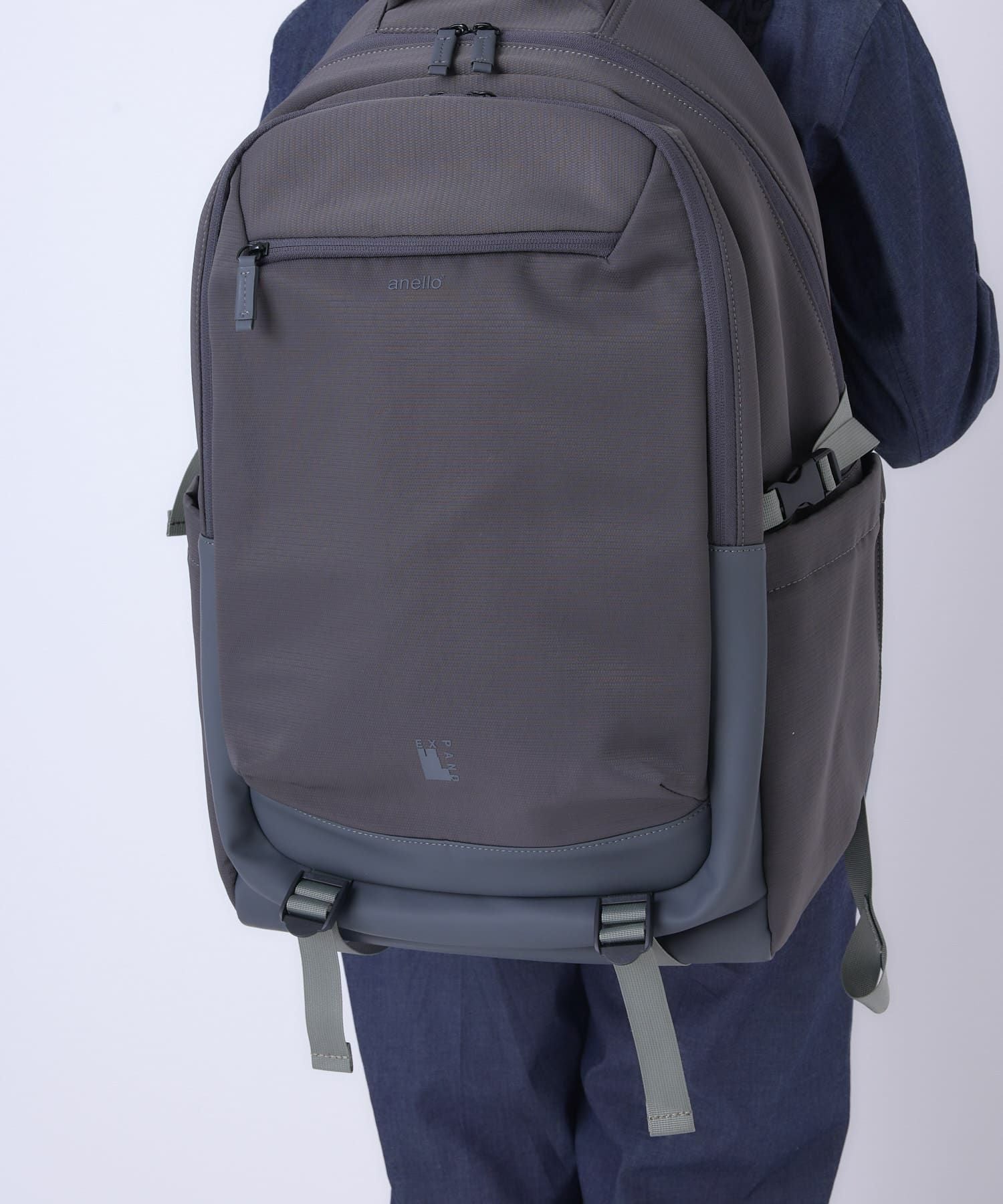 anello リュック バックパック PC収納 A4収納 両面撥水 キャリーオン JASPERA ATB5146 グレー