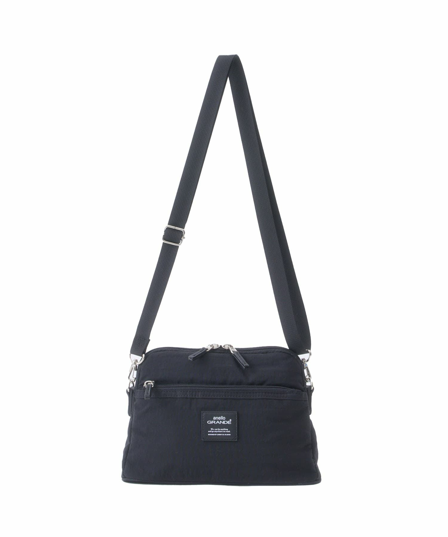 anelloGRANDE ショルダーバッグ ２WAY  撥水 軽量 ポーチ型  GHM1061 ブラック