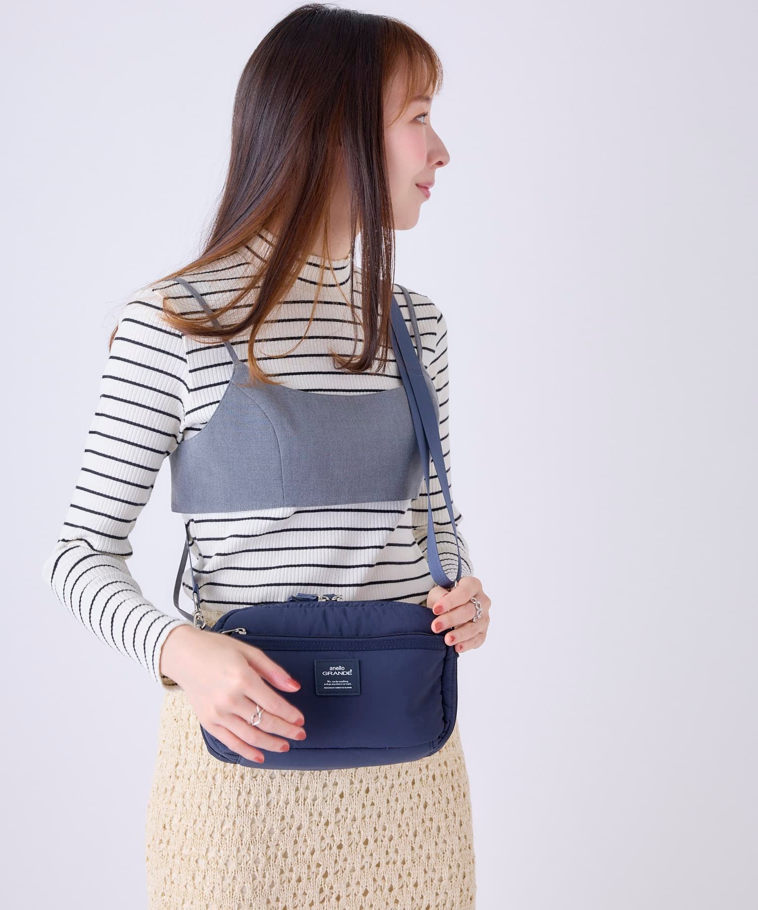 anelloGRANDE ショルダーバッグ ２WAY  撥水 軽量 ポーチ型 GHM1062 