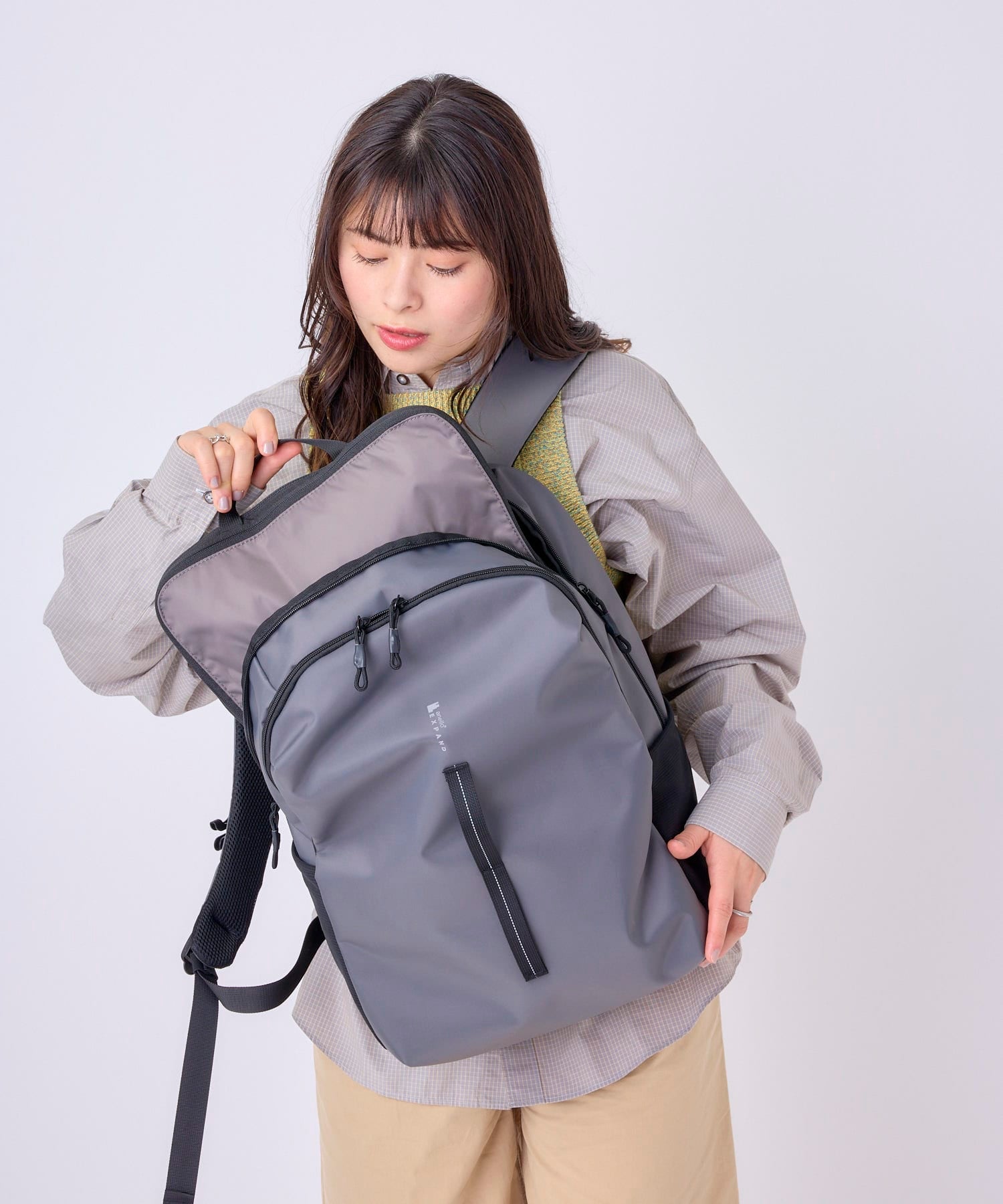 anello リュック　EXPAND　トラベルバッグ　PACKT　エアフィットパネル　A4サイズ　撥水機能　13インチPC収納可　ATR0418　キャリーオンテープ