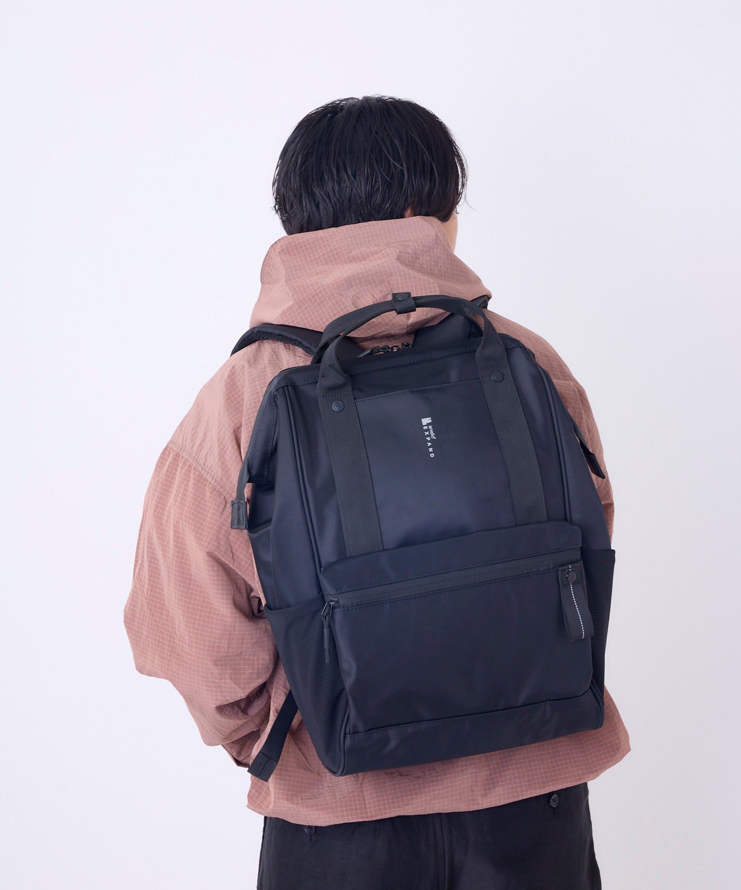 anello　口金リュック　PACKT　EXPAND　エアフィットパネル　A4　20L　撥水加工　15インチPC収納可　キャリーオンテープ　ATR0419　ブラック
