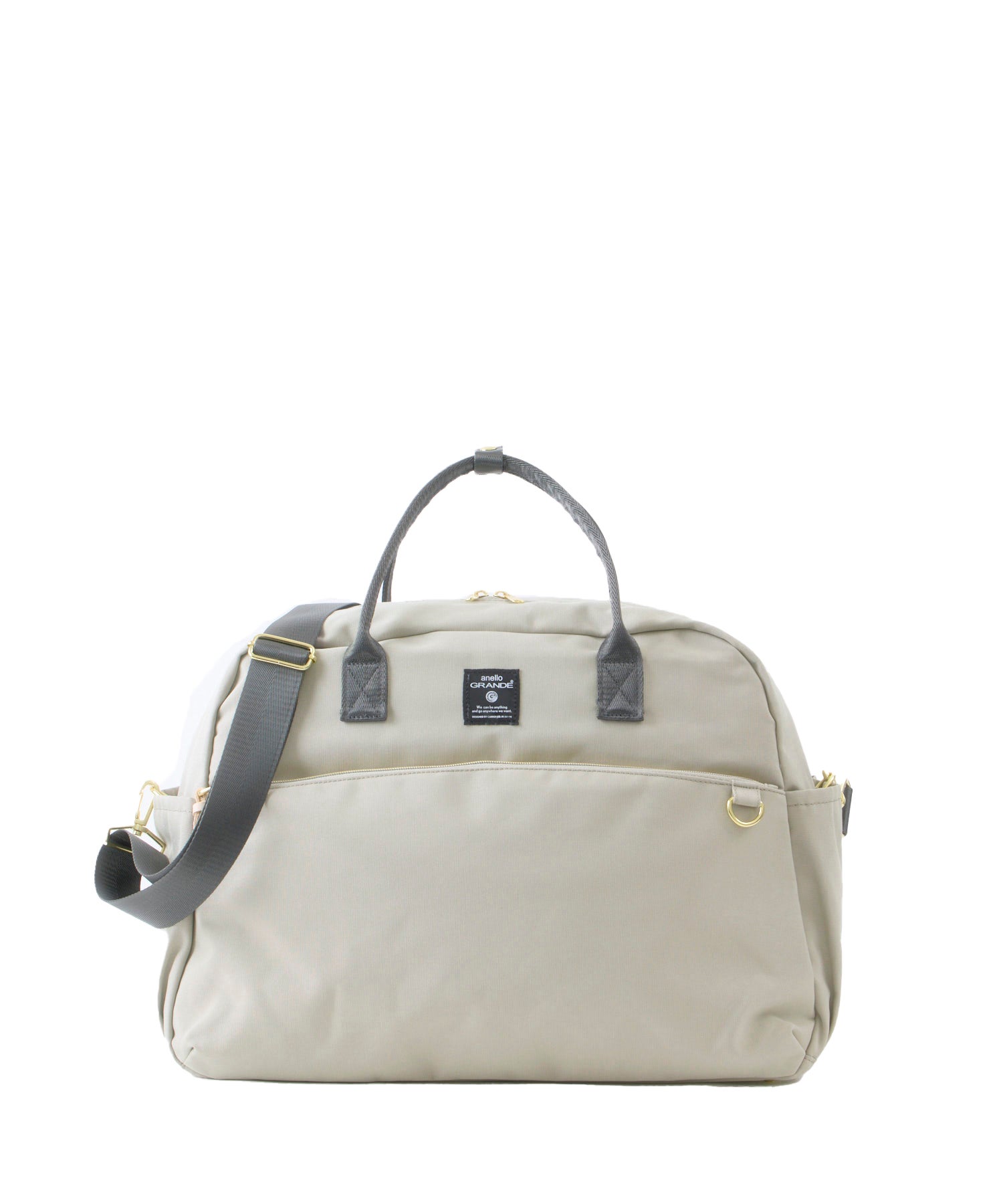 anello GRANDE 2WAY ボストンバッグ　MART　A4　撥水加工　キャリーオンテープ　10ポケット　大容量 30L GTM0866 旅行　グレーベージュ