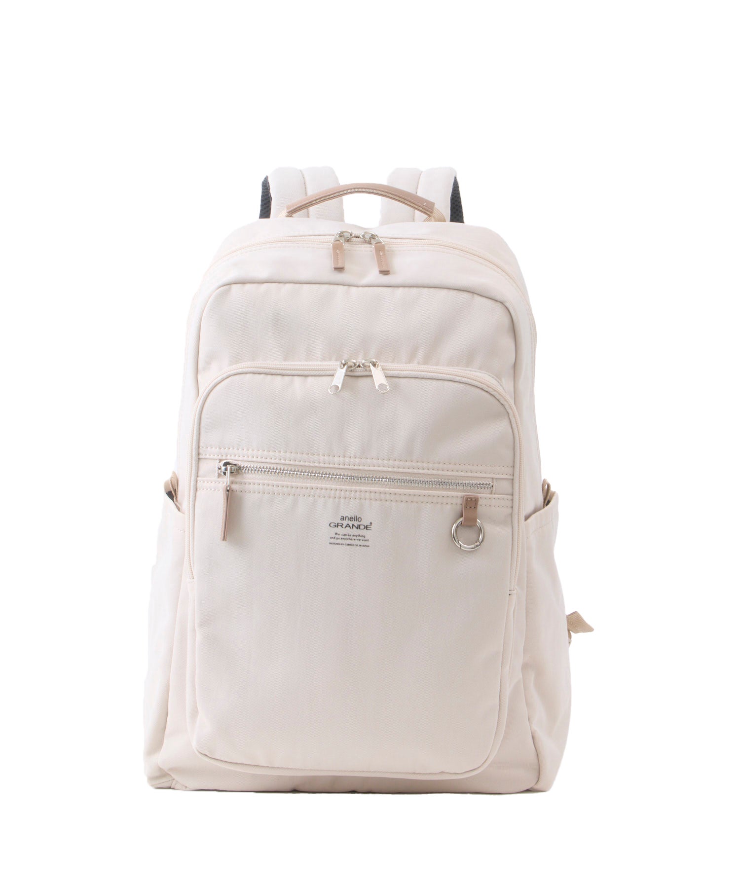anello GRANDE 多機能デイパック ROOMY 10ポケット 20L キャリーオンテープ　セキュリティポケット　底鋲　GTM1103　アイボリー