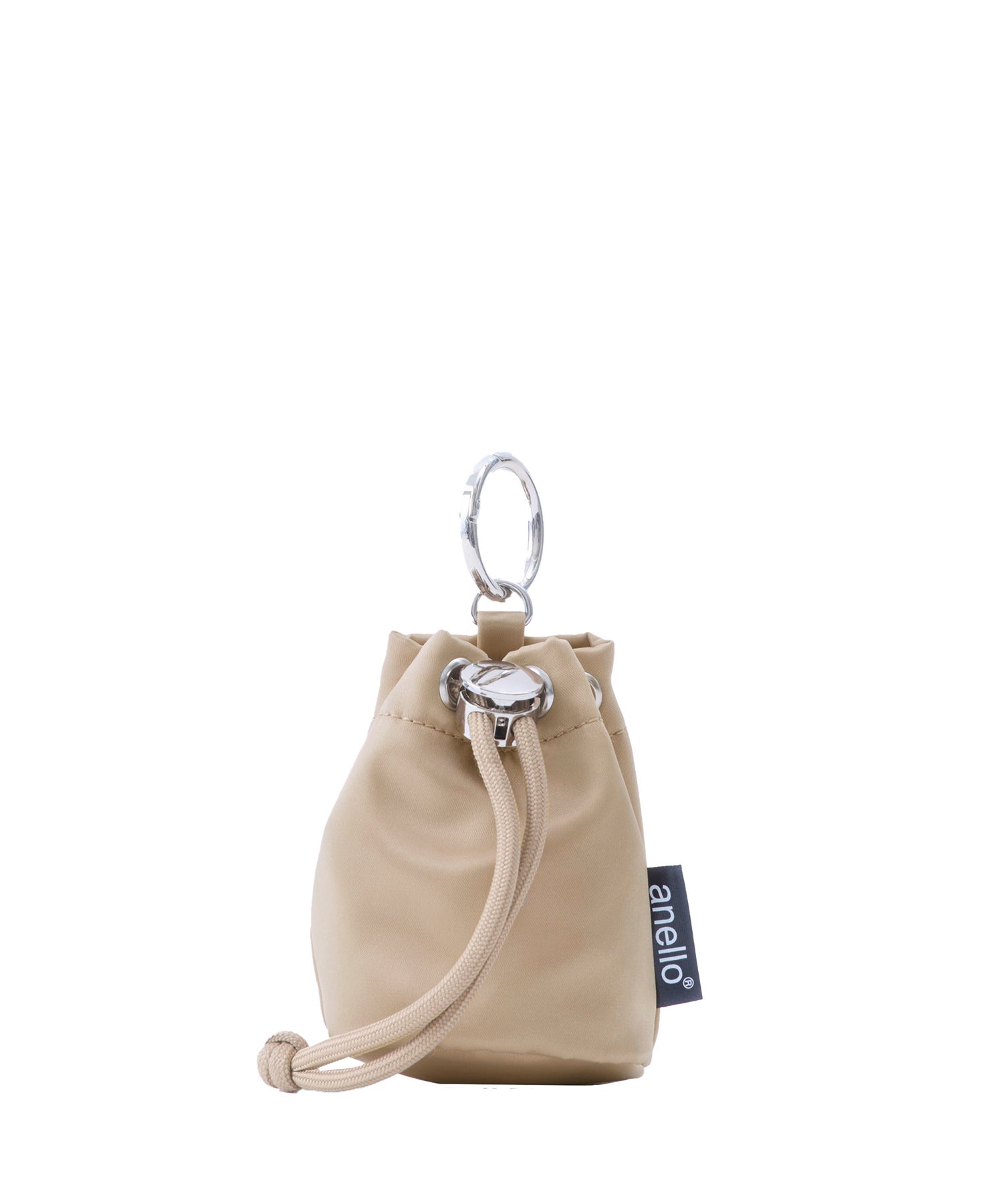 anello パースポーチチャーム CHARM MARKET2 AIY0201 巾着型チャームポーチ ナイロン　小物ポーチ　カラビナ付き　ベージュ