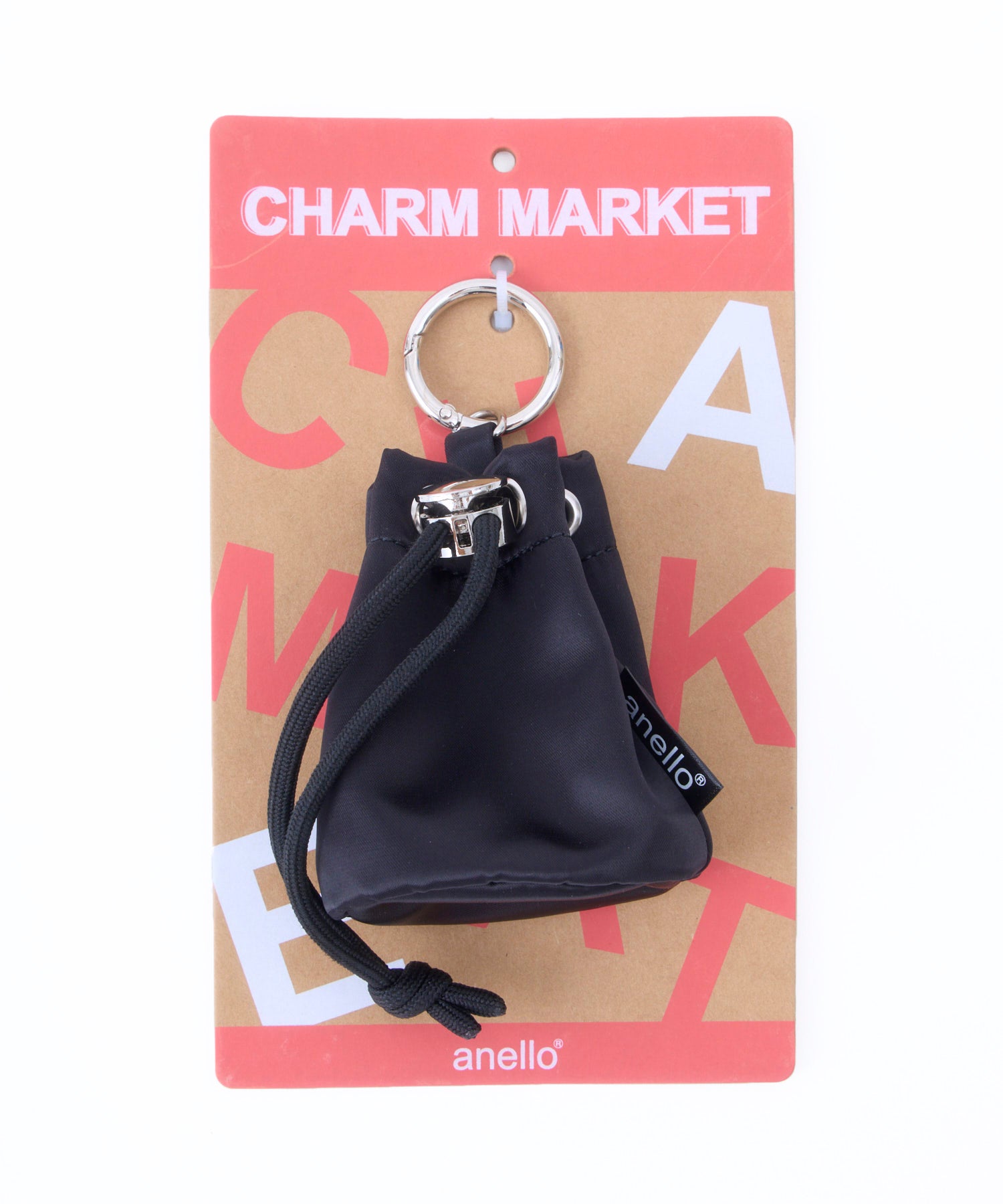 anello パースポーチチャーム CHARM MARKET2 AIY0201 巾着型チャームポーチ ナイロン　小物ポーチ　カラビナ付き